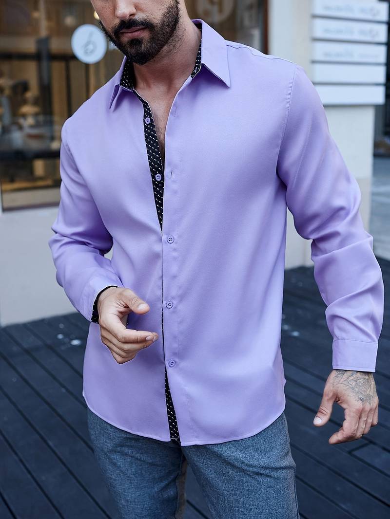 Kwan® | Color Block Long Sleeve Shirt For Men - Image 2