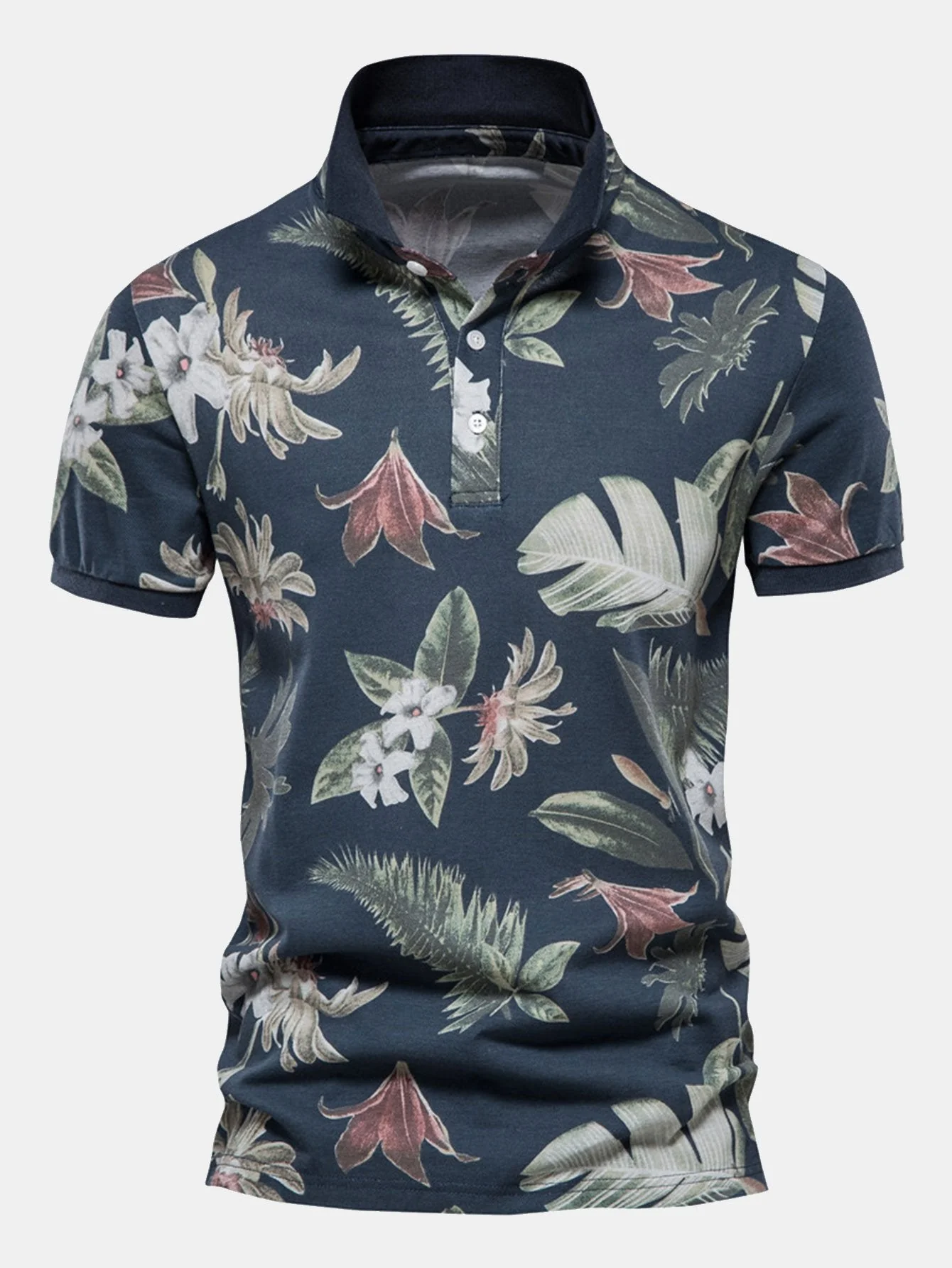 Lance® | Tropical Print Polo Shirt