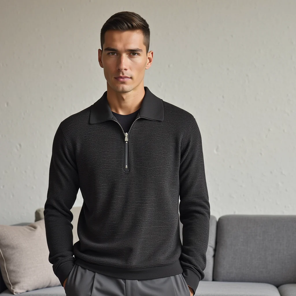 Latif® | Waffle Half-Zip Polo