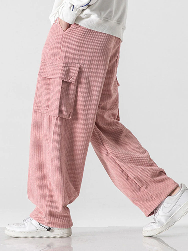 Laudelino® | Relaxed Fit Drawcord Hem Corduroy Cargo Pants - Image 8
