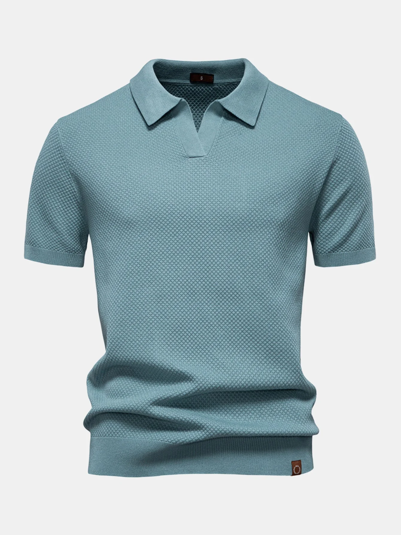 Lincoln | Pineapple Texture Knit V Neck Polo
