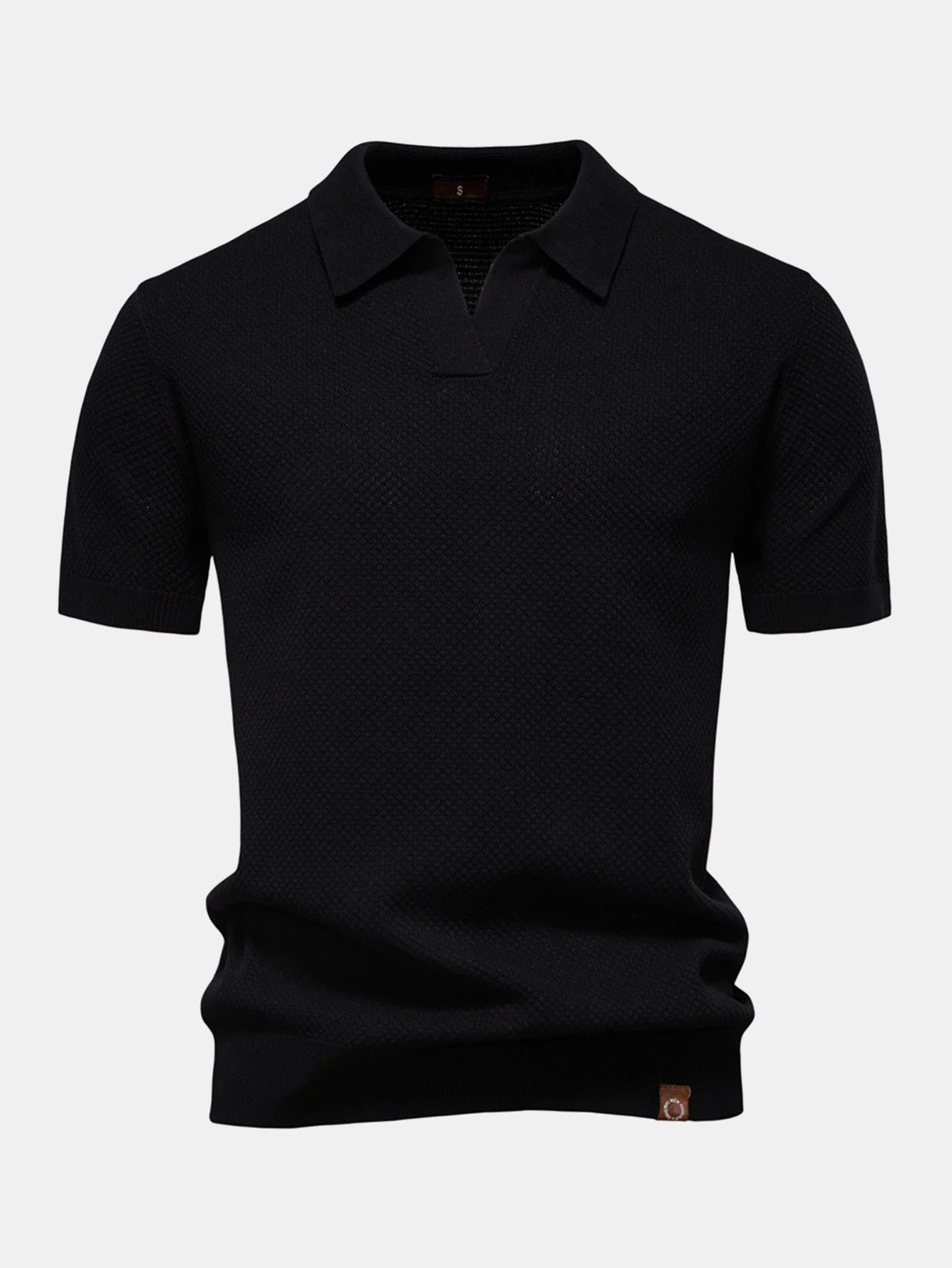 Lincoln | Pineapple Texture Knit V Neck Polo - Image 15