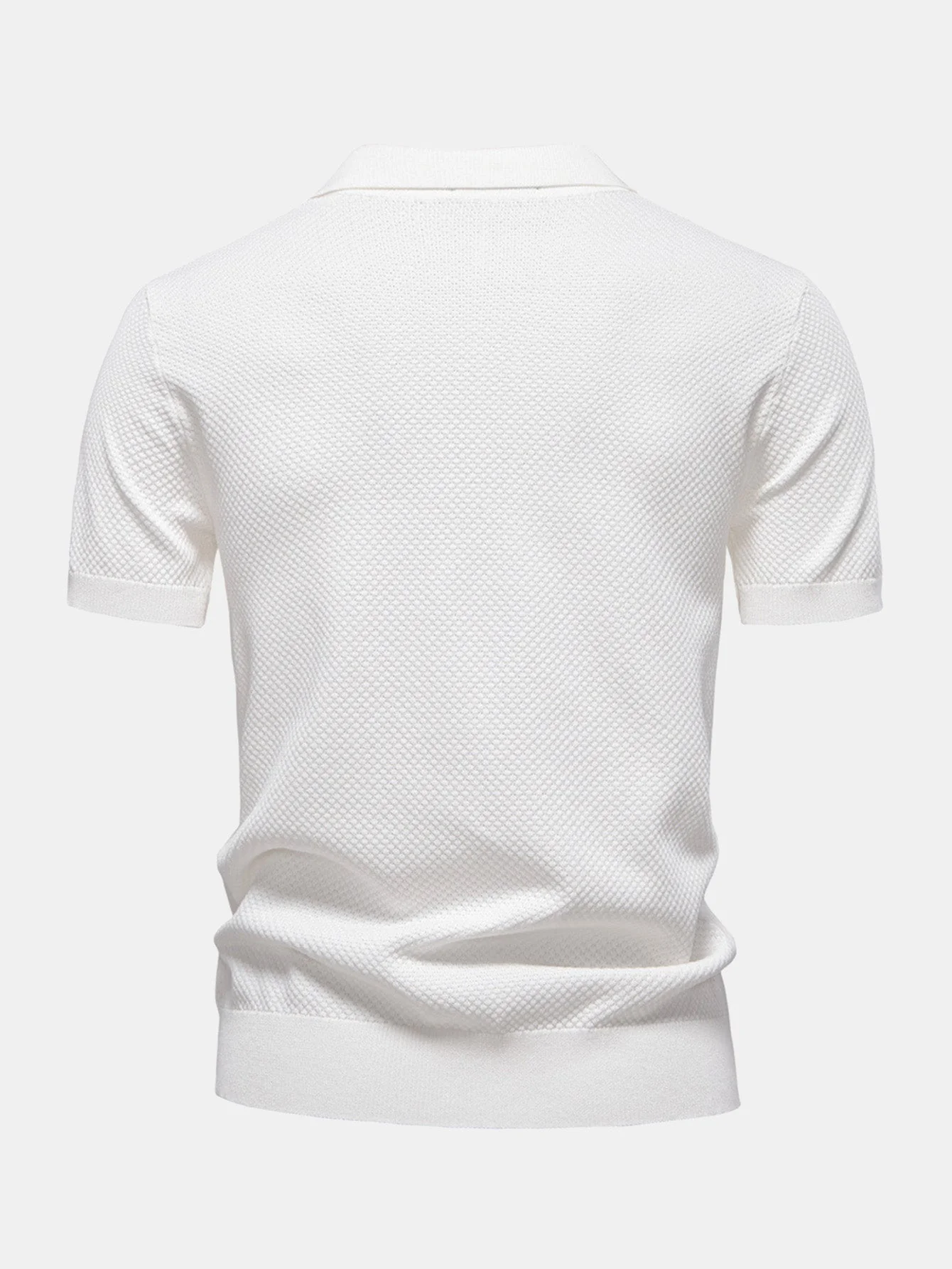 Lincoln | Pineapple Texture Knit V Neck Polo - Image 6
