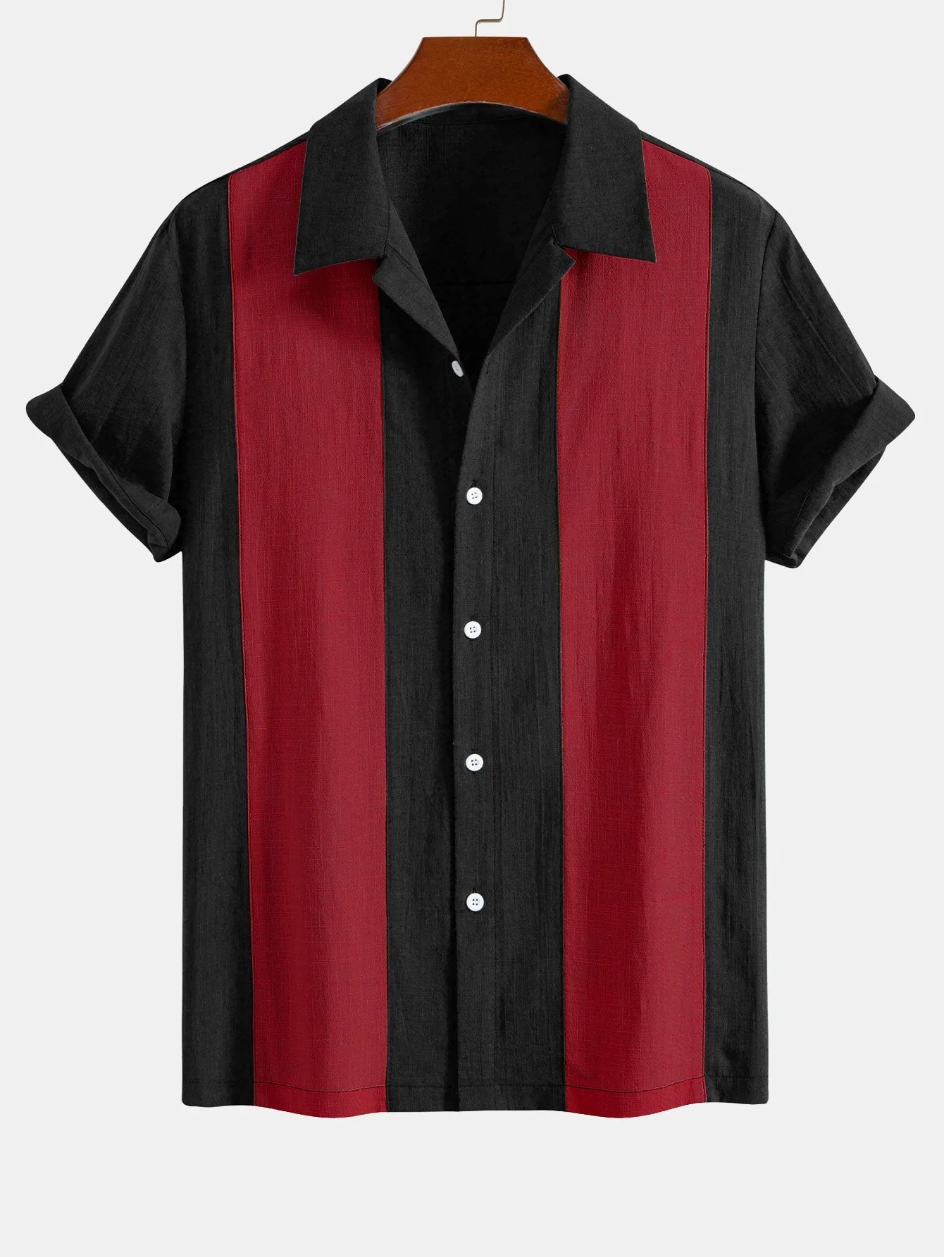 Lino® | Linen Look Patchwork Bowling Shirt - Image 5