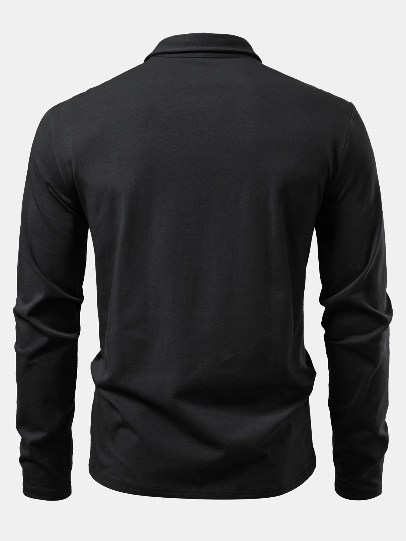 Livio® | Solid Long Sleeve Cotton Polo Shirt - Image 20