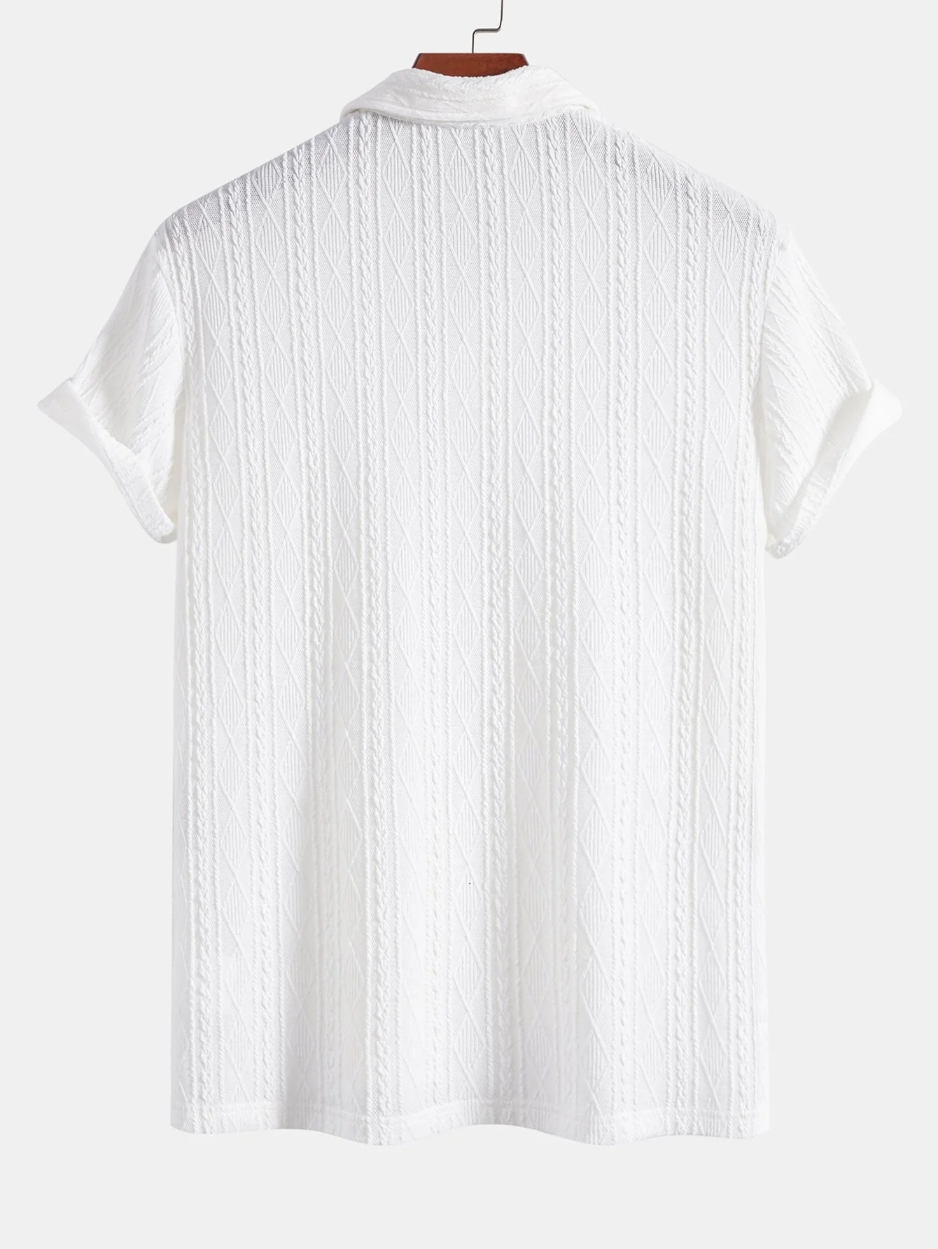 Logan | Knitted Rhombus Geometric Jacquard Polo - Image 7