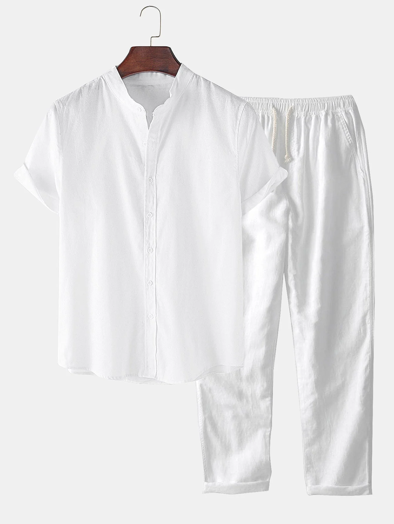 Luciano® | Basic Short Sleeved Linen T-Shirt & Straight Linen Pants