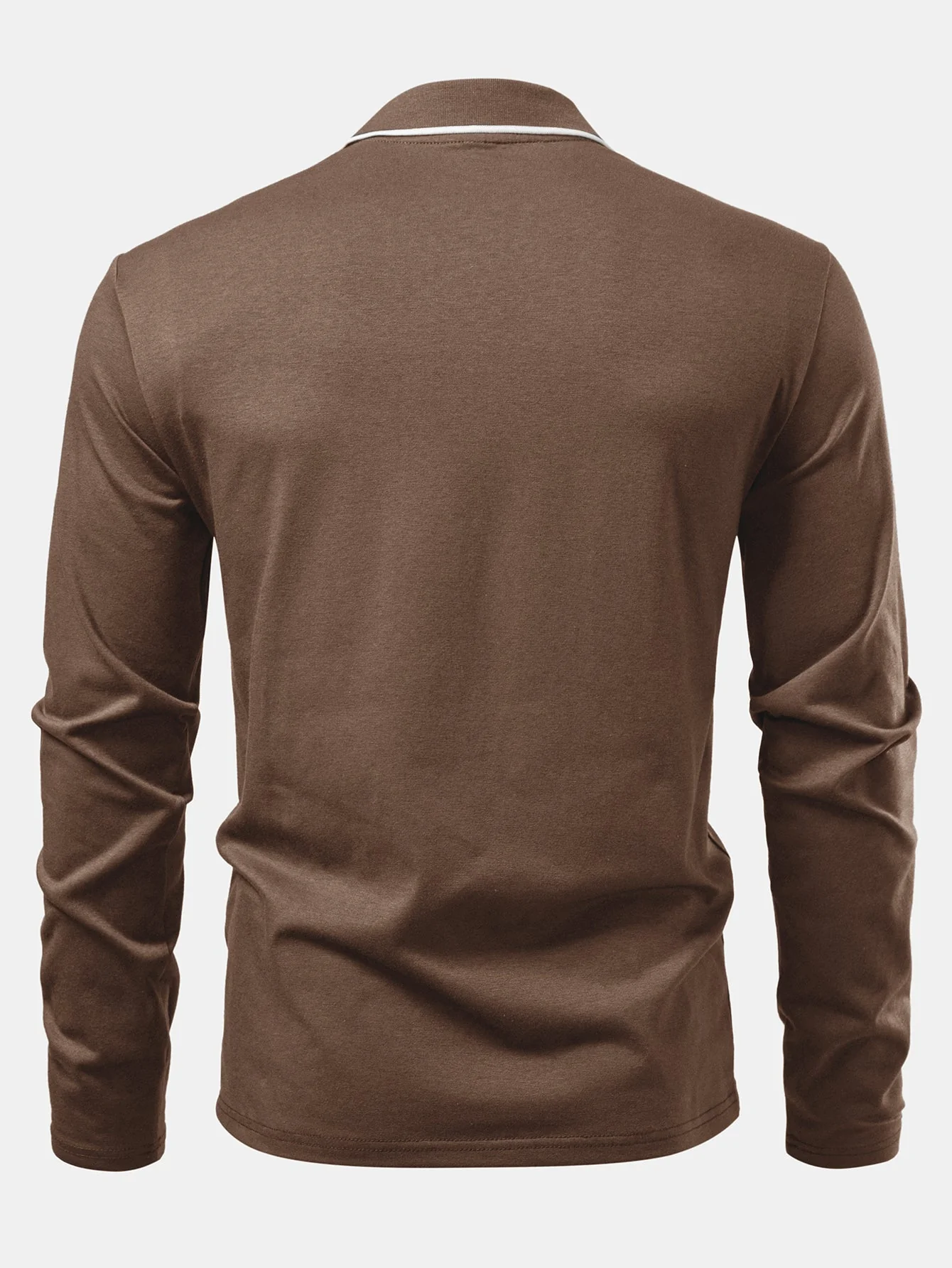 Lucio® | Long Sleeved Contrast Polo Shirt With Pocket - Image 4