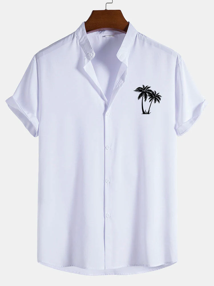 Martín® | Palm Tree Print Stand Collar Shirt