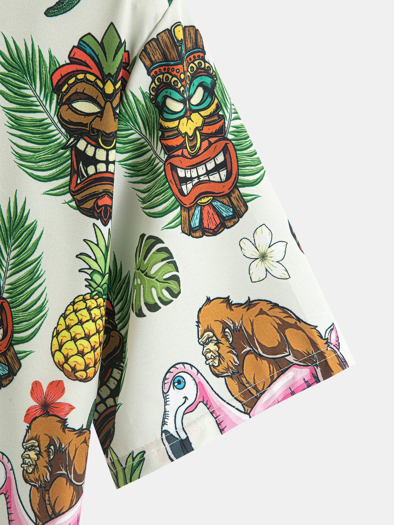Marvin® | Tropical Tiki Bigfoot Print Button Up Shirt & Man Mid Length Drawstring Swim Shorts - Image 11