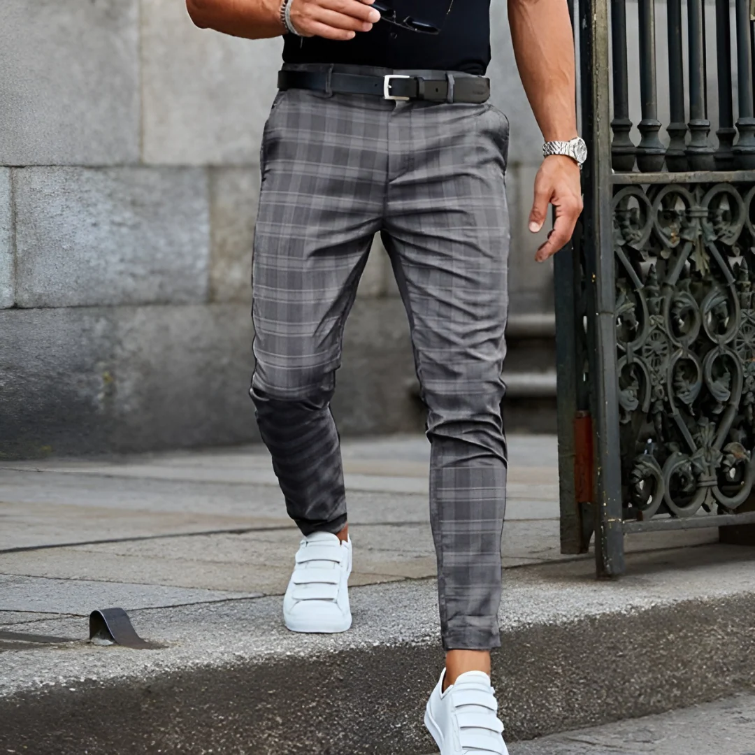 Matthew® | Elegant Men's Slim Fit Pants With Checkered Pattern - Image 2
