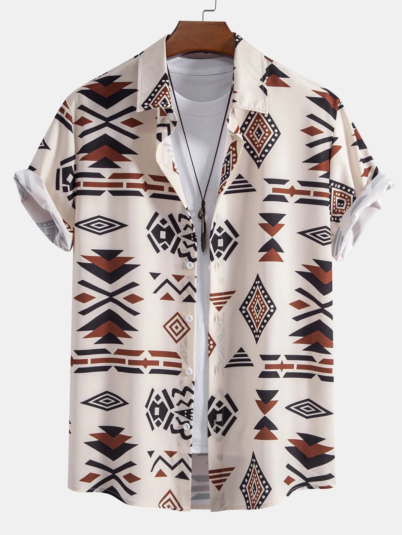 Maximiliano® | Aztec Geometric Print Shirt & Swim Shorts - Image 2
