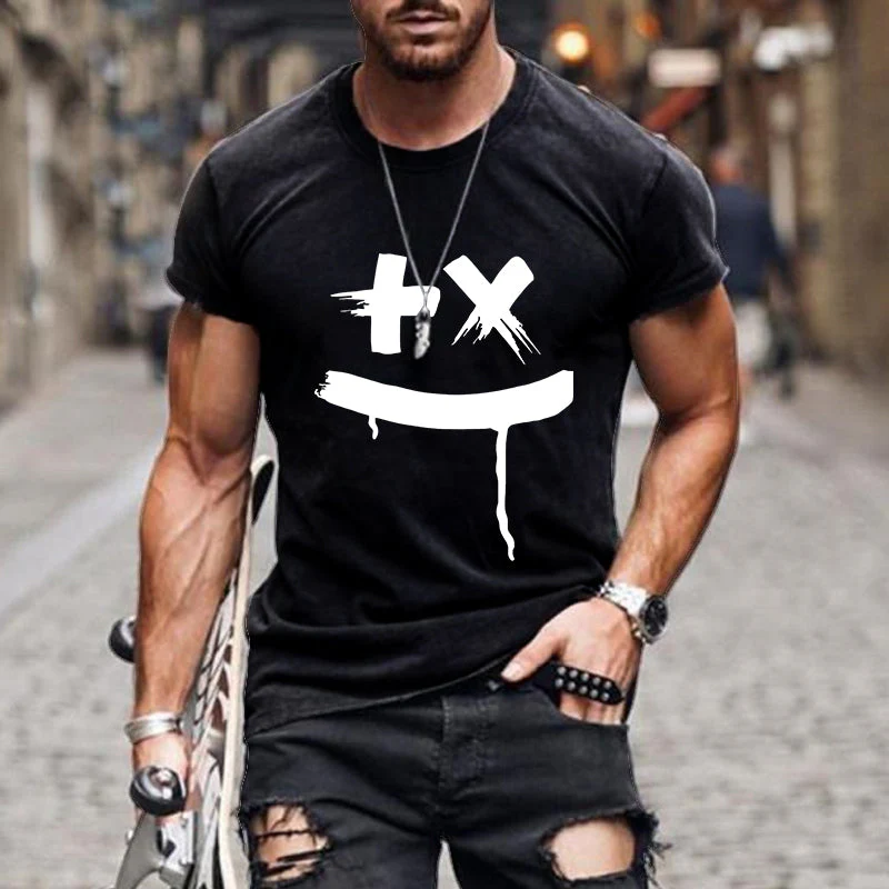 Men's Casal Smmer Smiley Loose Short Sleeve T-Shirt