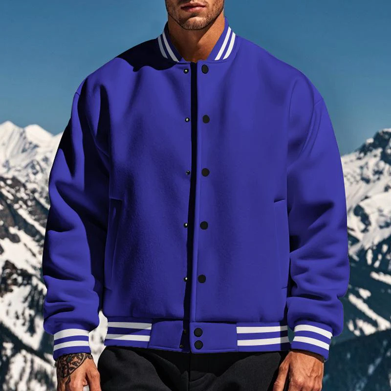 Men's Casal Stand Collar Fleece Sports Baseball Jacket