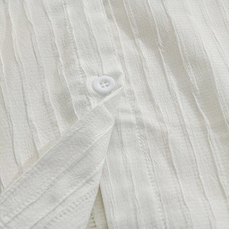 Men's Solid Color Striped Lapel Long Sleeve Shirt - Image 7
