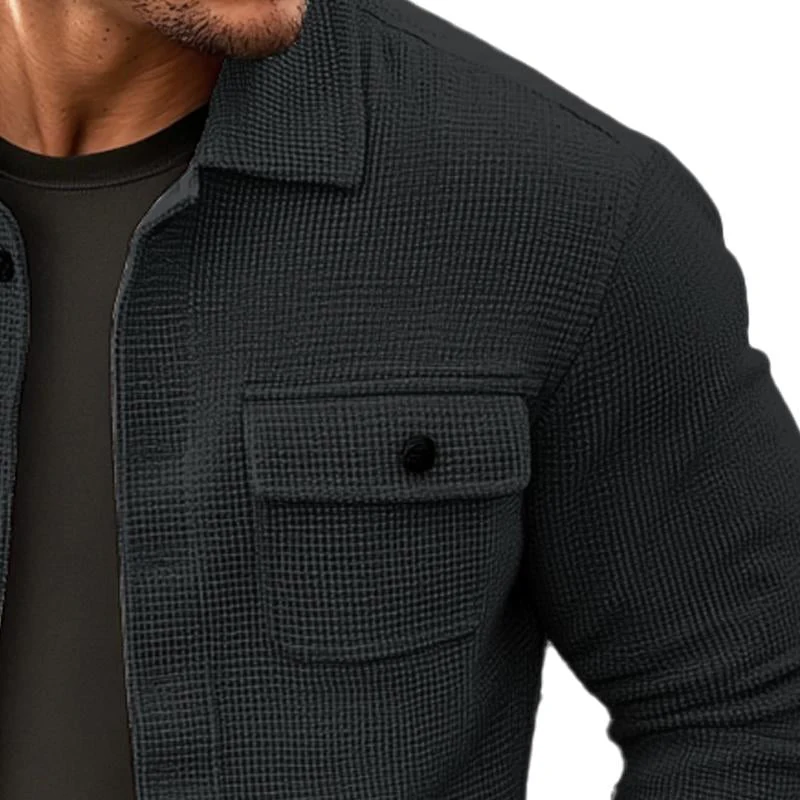 Men's Vine Waffle Solid Lapel Jacket