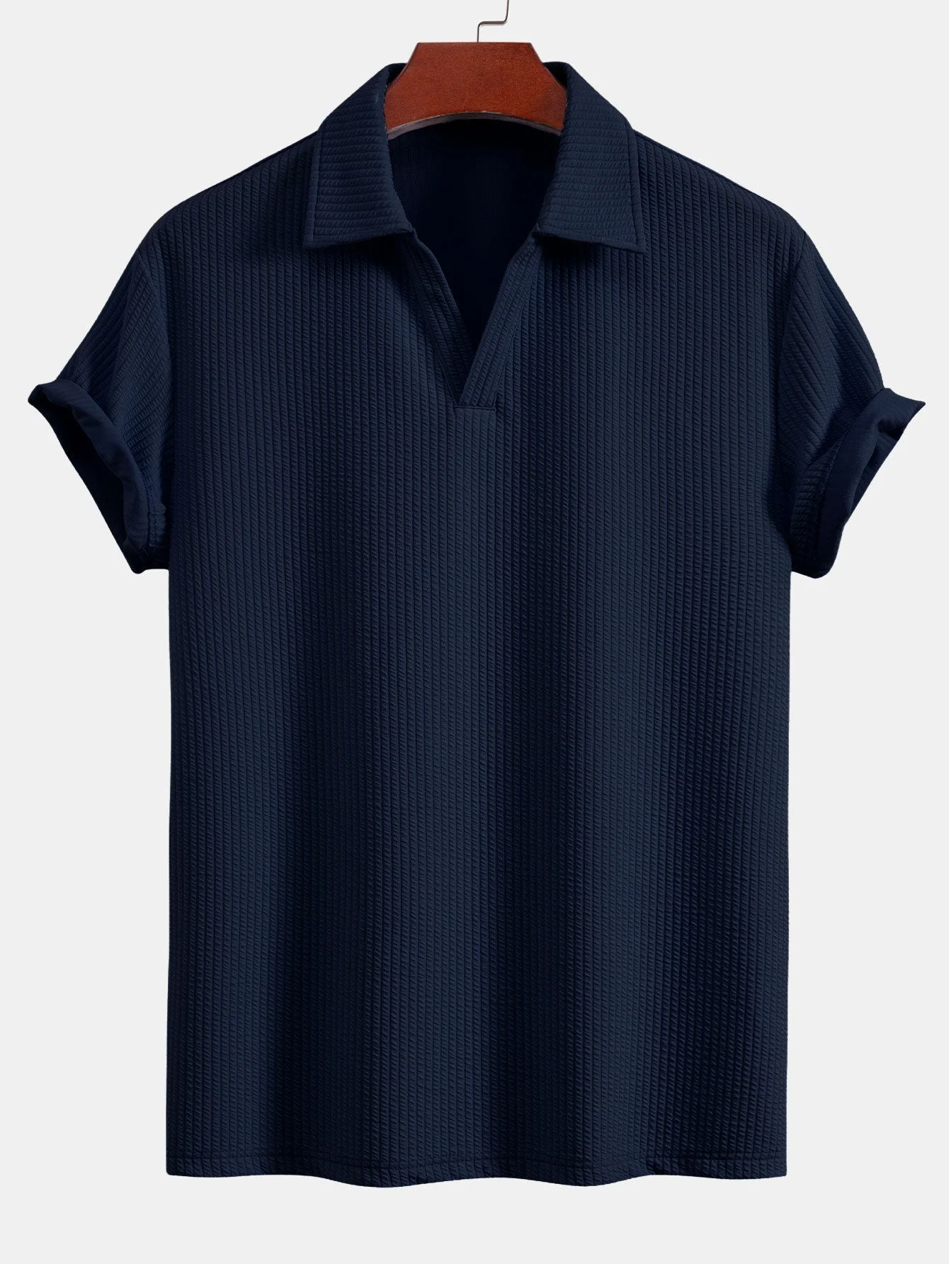 Nolan | Short Sleeved V-Neck Ribbed Polo - Image 10