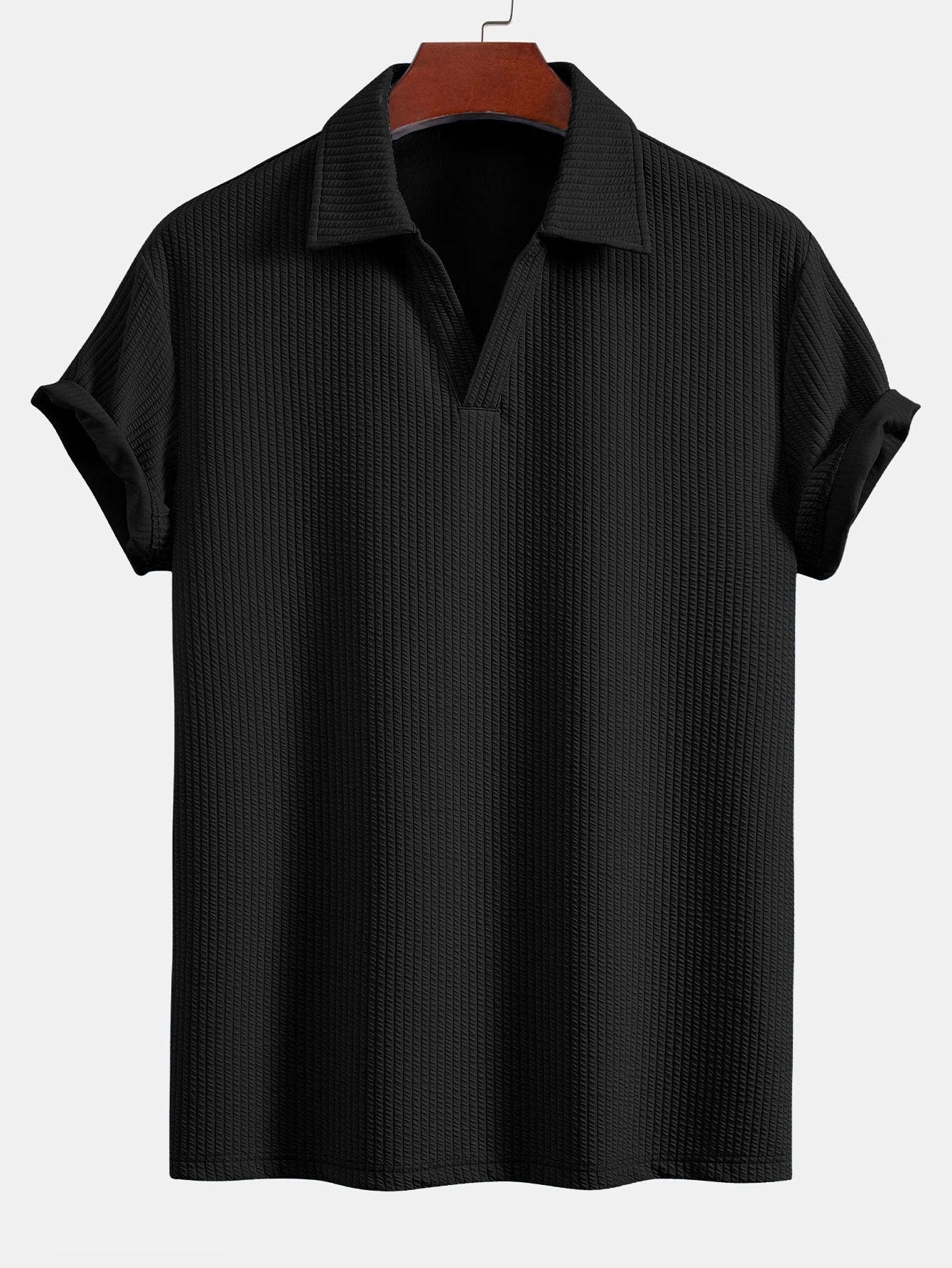 Nolan | Short Sleeved V-Neck Ribbed Polo - Image 4