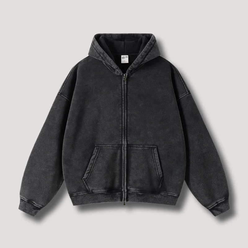 Odiseo | Vintage Solid Zip-Up Hoodie