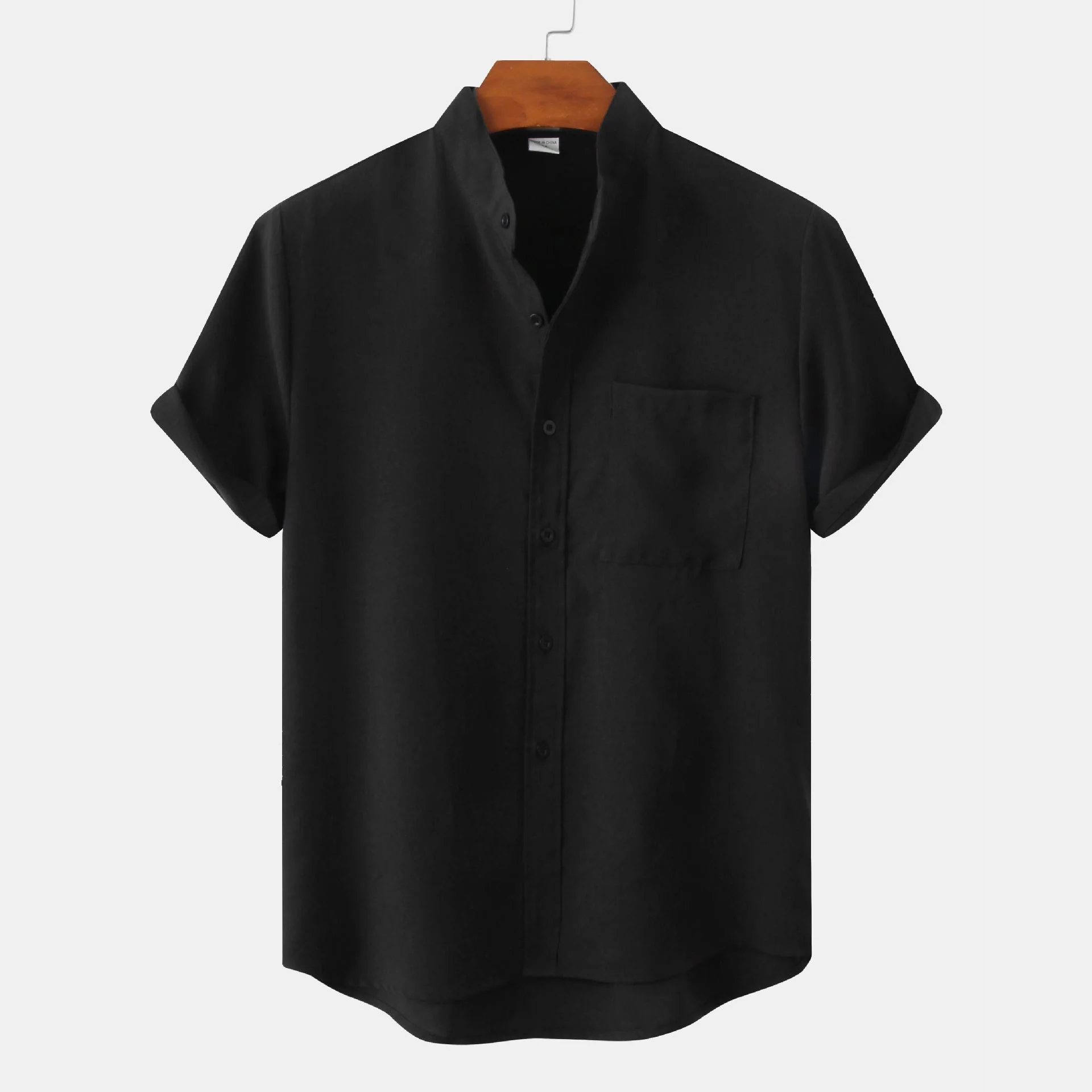 Oswald | Plain cotton shirt with buttons - Image 7