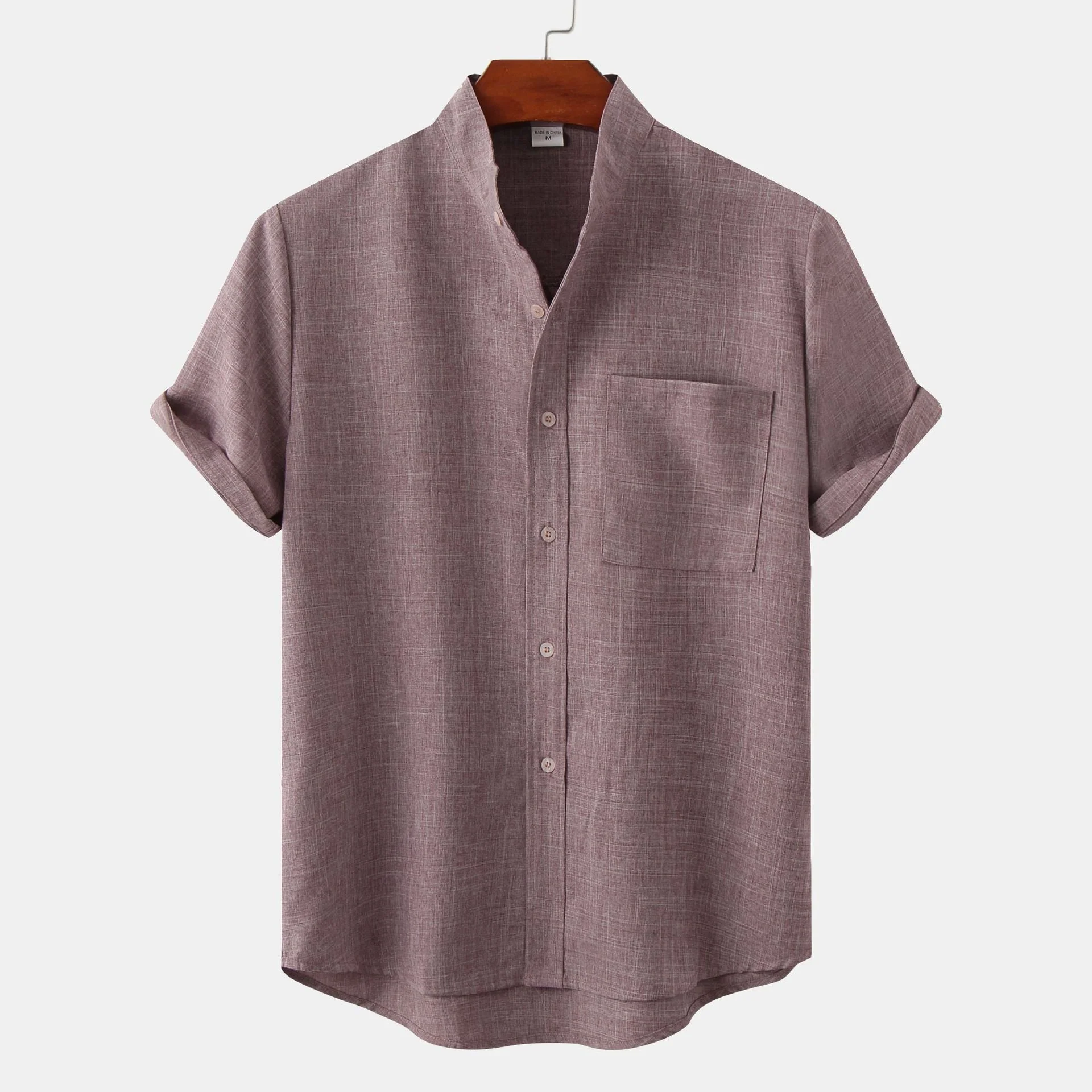 Oswald | Plain cotton shirt with buttons - Image 8