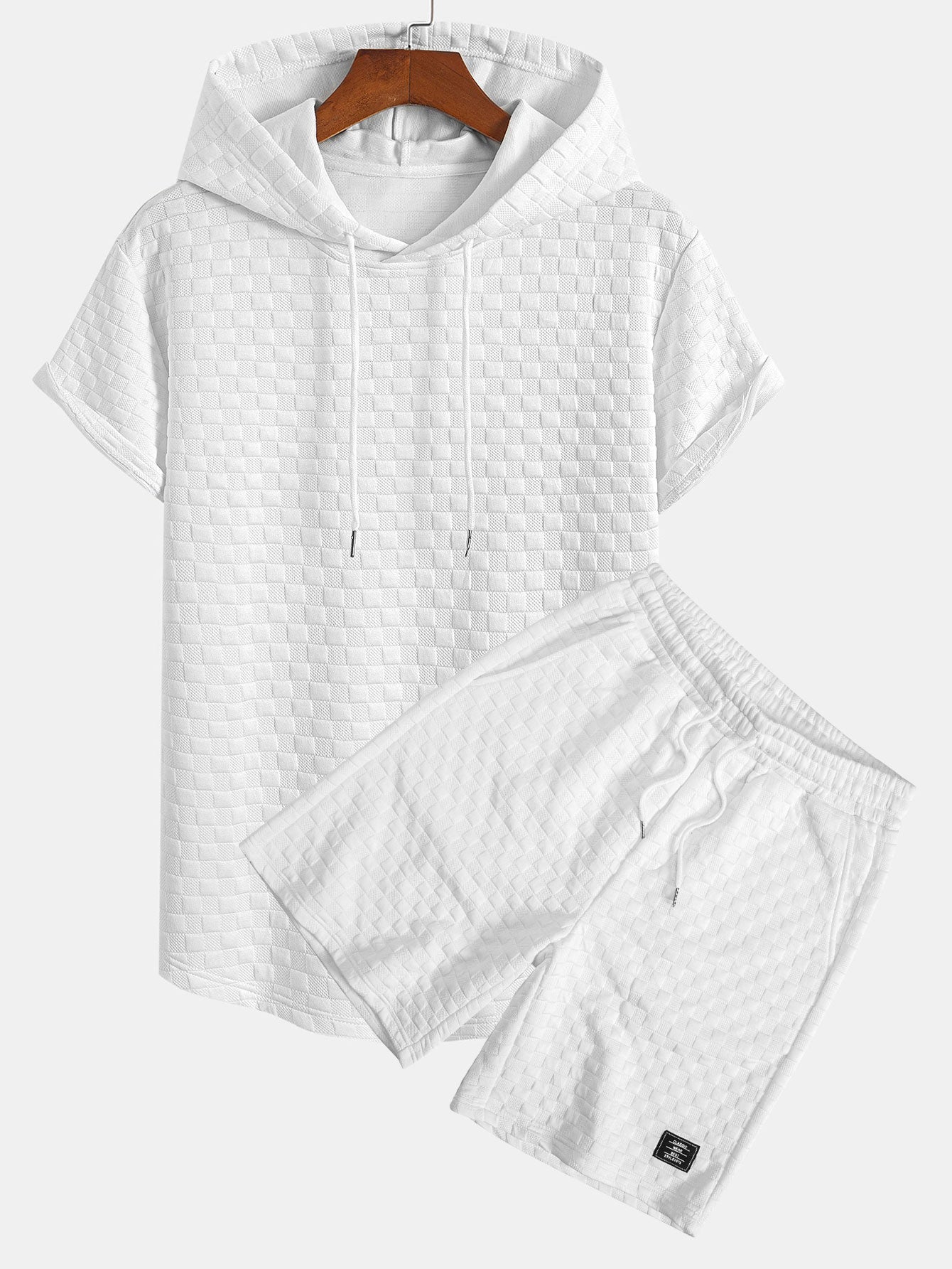 Ralph® | Checkerboard Jacquard Arc Hem Hooded T-Shirt & Checkerboard Jacquard Shorts