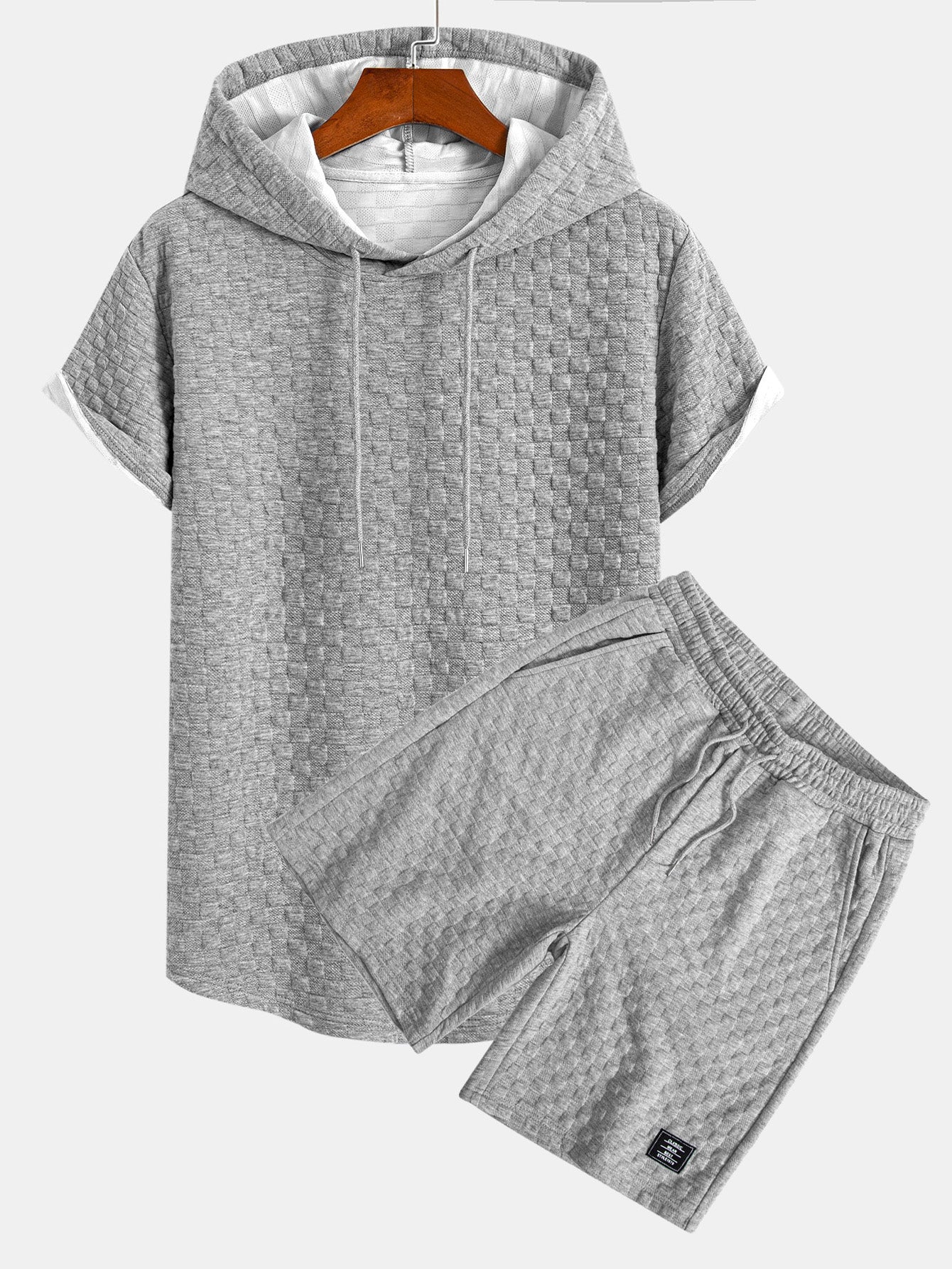 Ralph® | Checkerboard Jacquard Arc Hem Hooded T-Shirt & Checkerboard Jacquard Shorts - Image 3