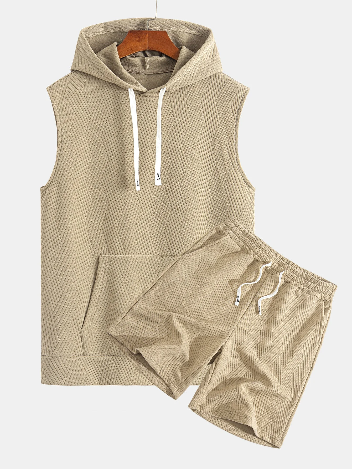 Raymond® | Striped Jacquard Sleeveless Hooded T-Shirt & Shorts