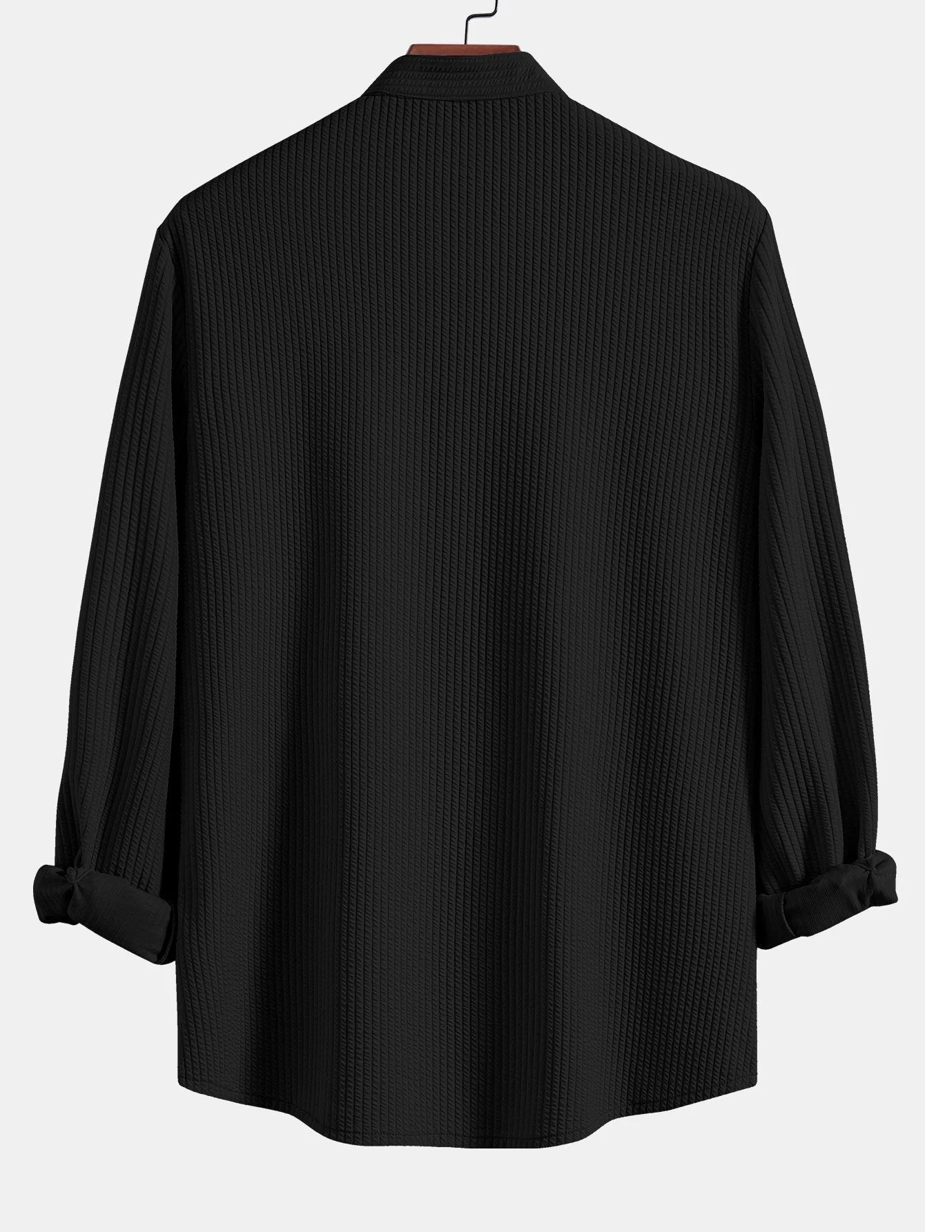 Roberto® | Long Sleeve Muscle Fit Ribbed Stand Collar Shirt - Image 6