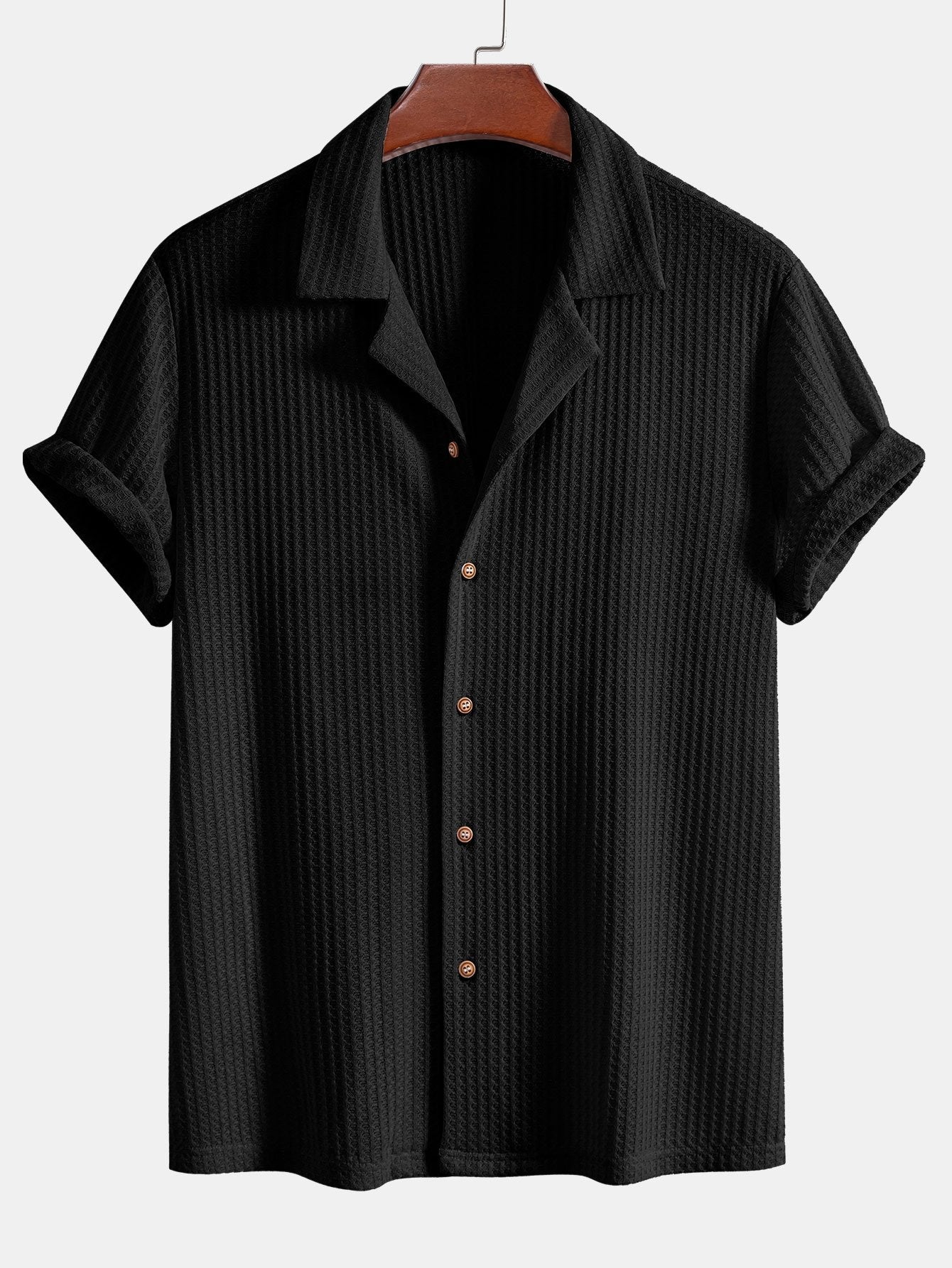 Roberto® | Short Sleeve Knitted Waffle Cuban Shirt & Straight Leg Linen Pants - Image 8