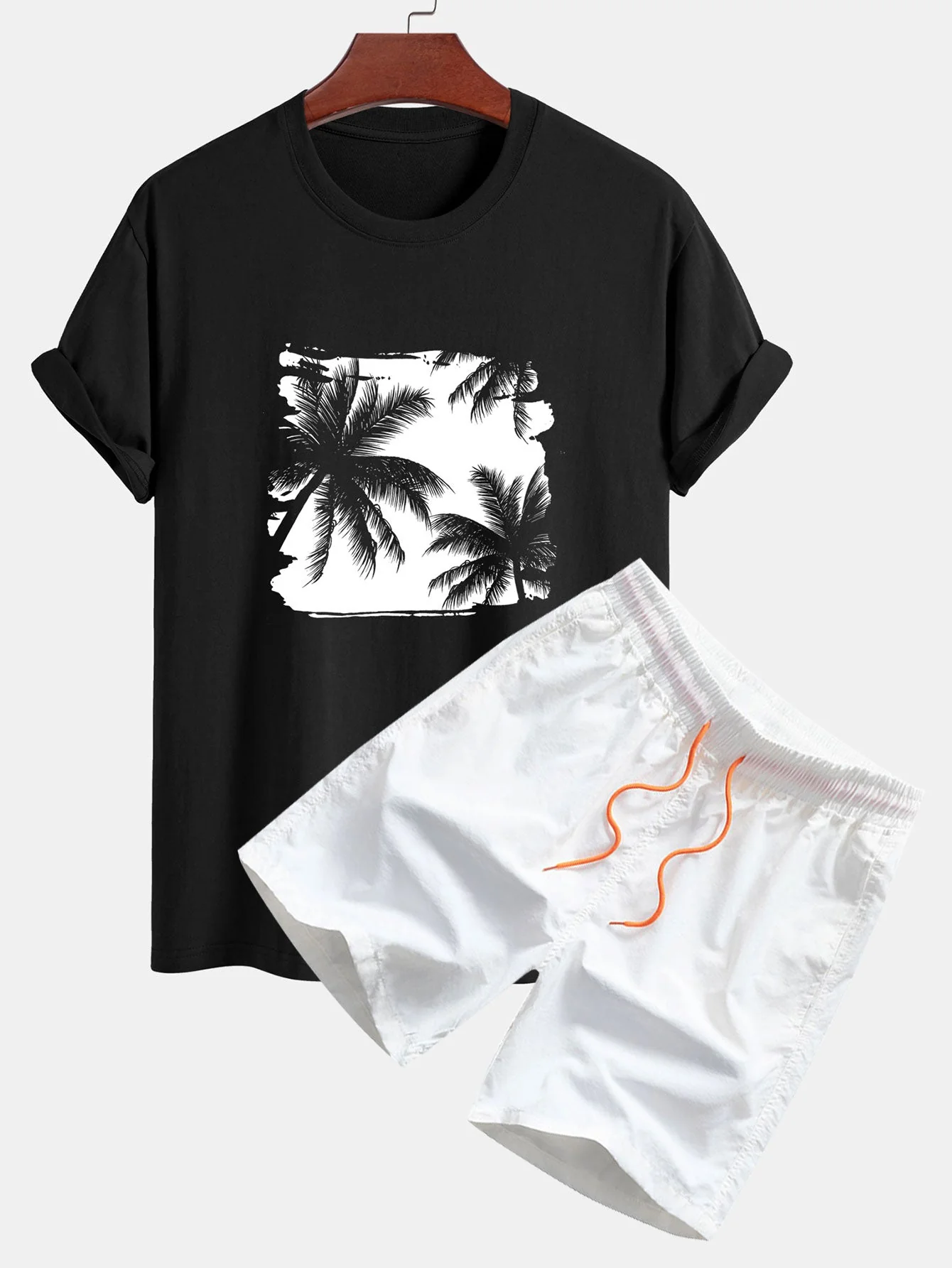 Roman® | Regular Fit Palm Trees Silhouette Print Cotton T-Shirt & Swim Shorts - Image 4