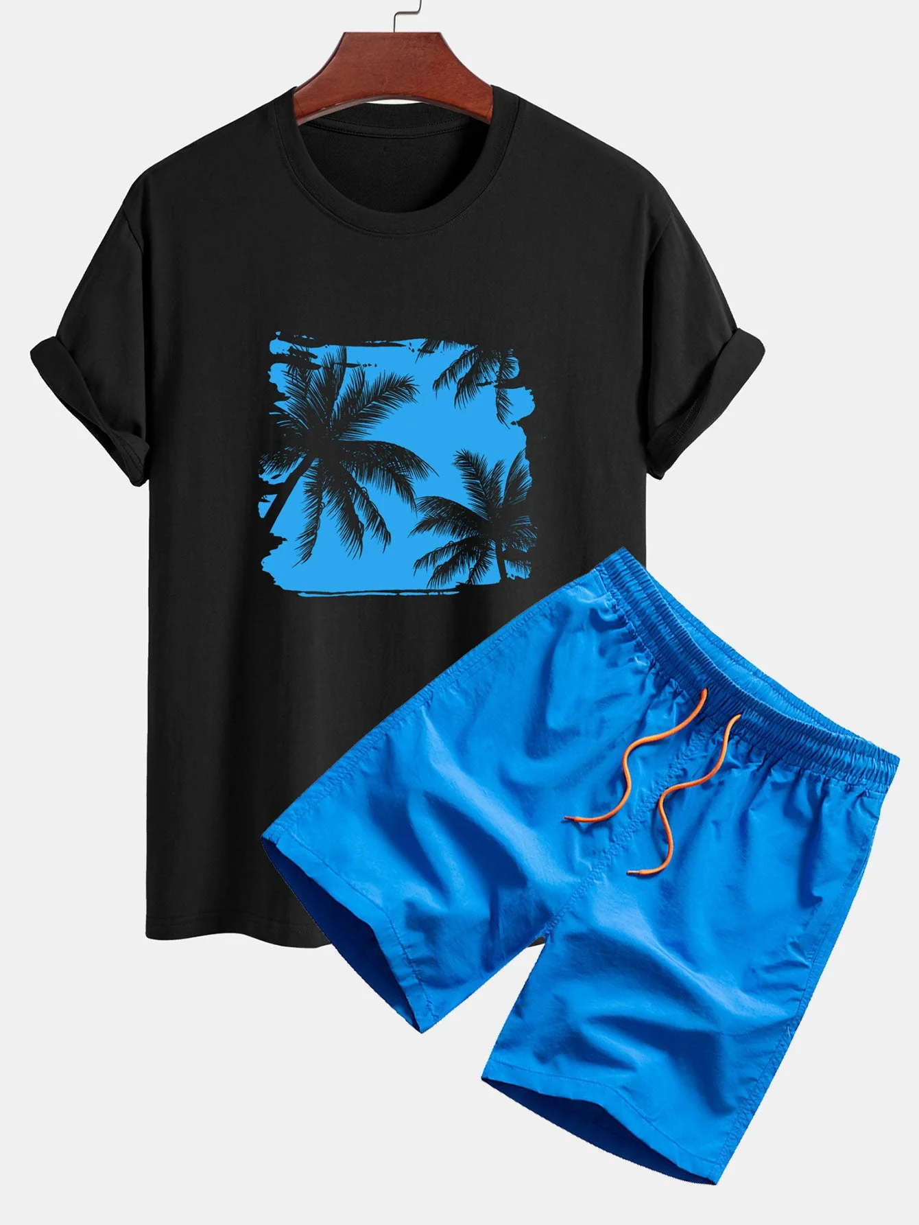 Roman® | Regular Fit Palm Trees Silhouette Print Cotton T-Shirt & Swim Shorts - Image 8