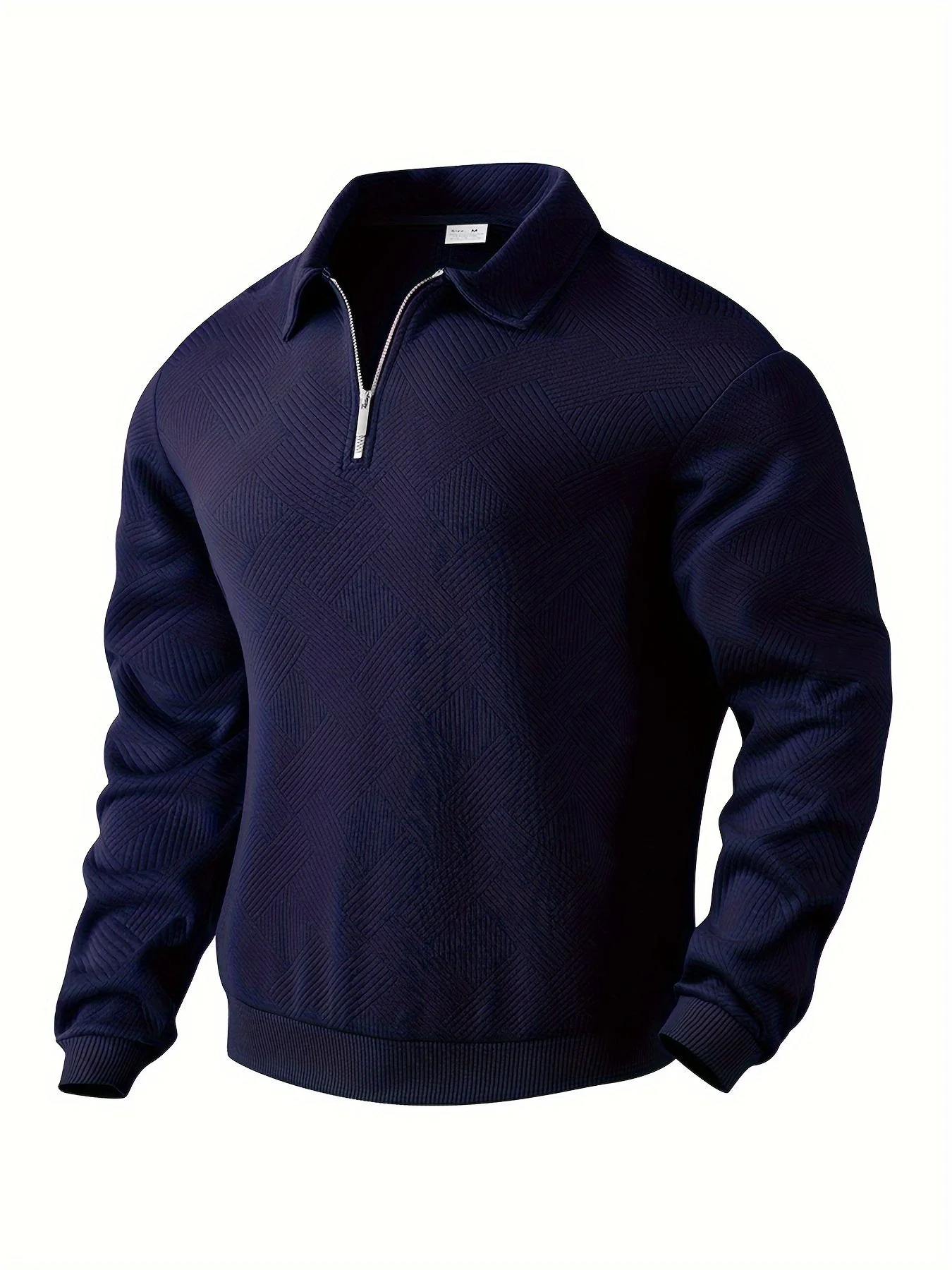 Ruben® | Vintage Zip Sweater With Geometric Design - Image 2