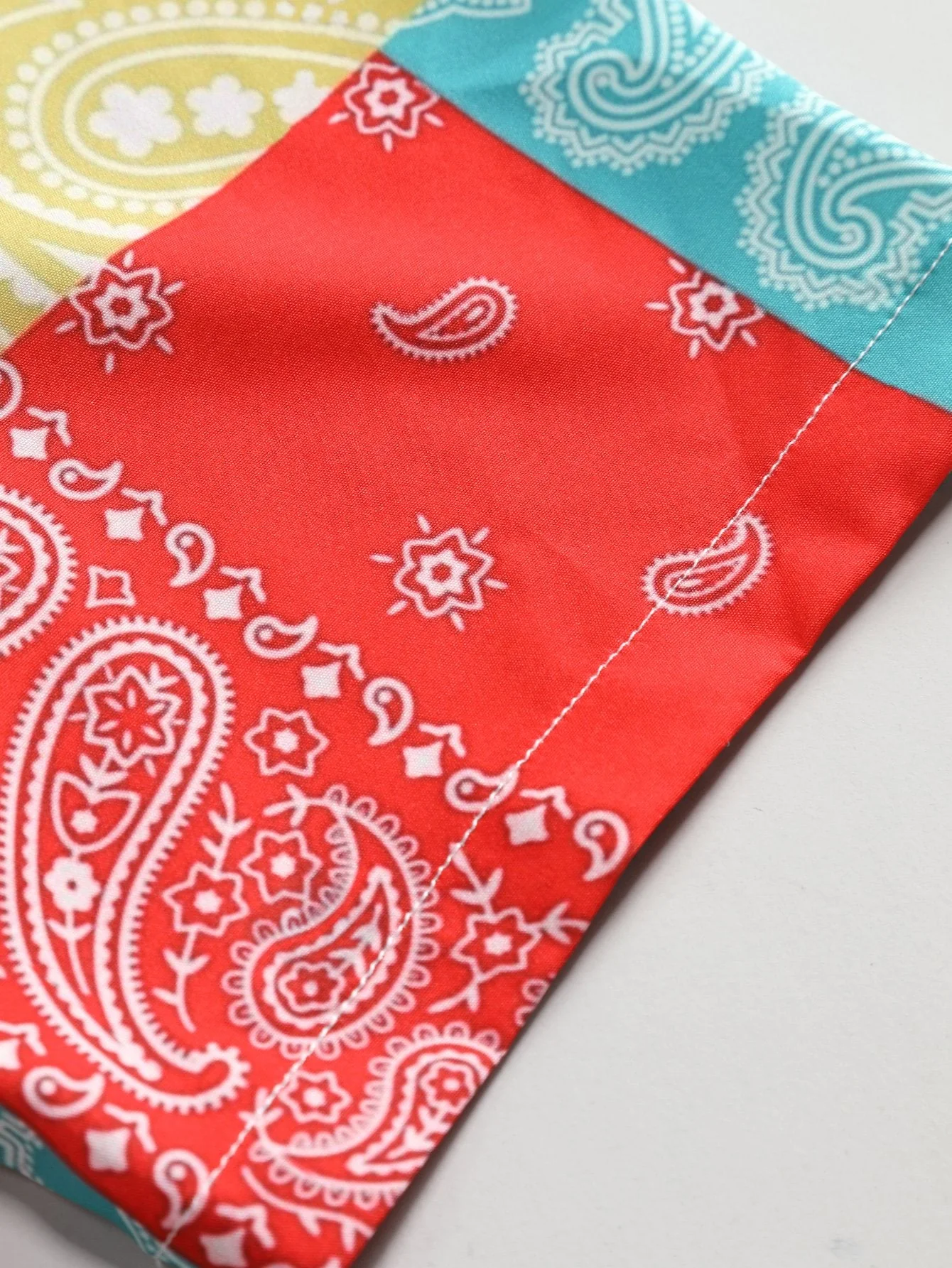 Rufino® | Color Block Paisley Print Button Up Shirt - Image 4
