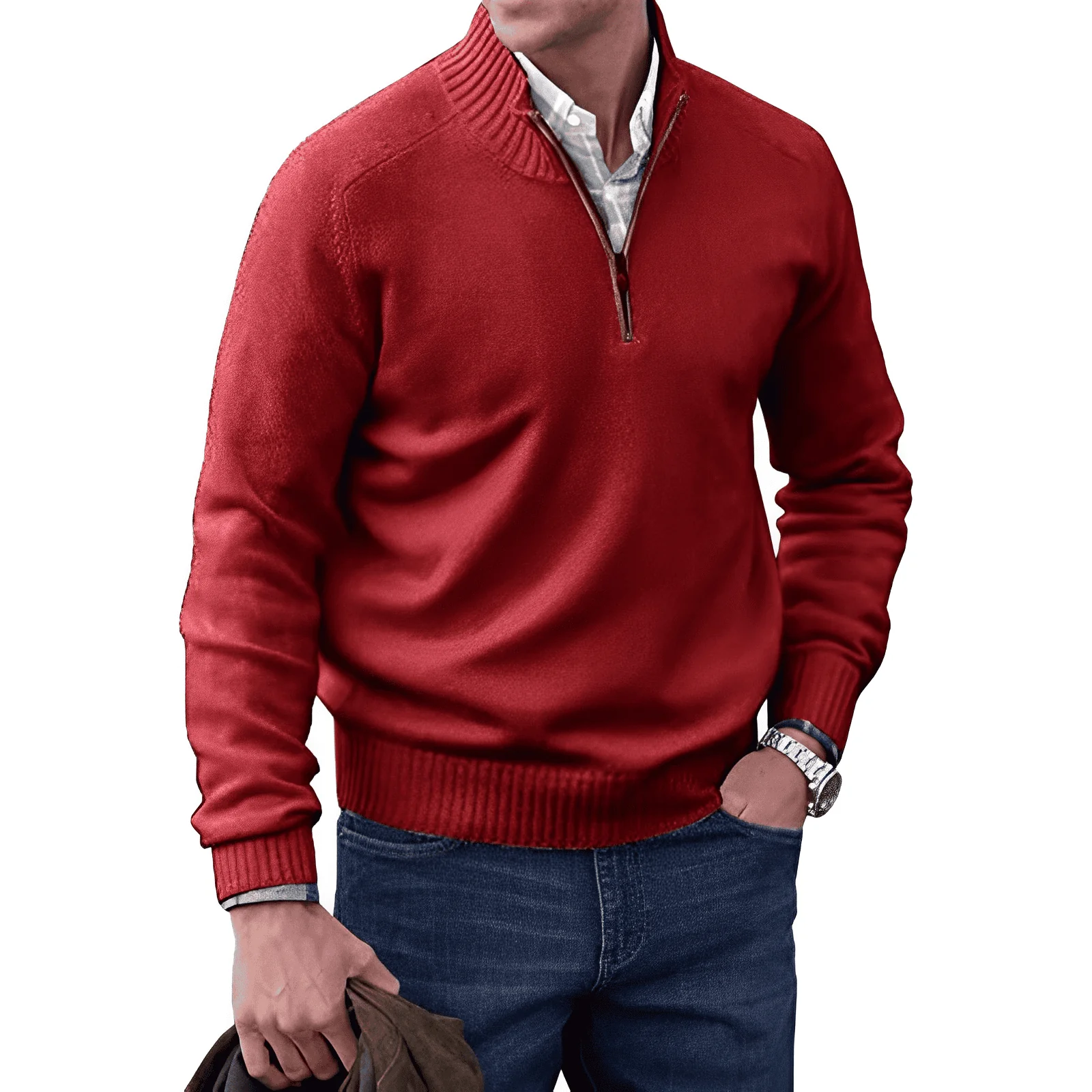 Russell® | Zip-Up Pullover In Chunky Cashmere - Image 10