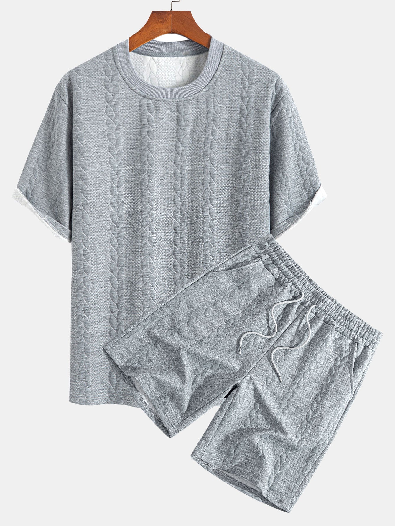 Ryan® | Relax Fit Mid-Length Sleeve Twist Jacquard T-Shirt & Shorts - Image 4
