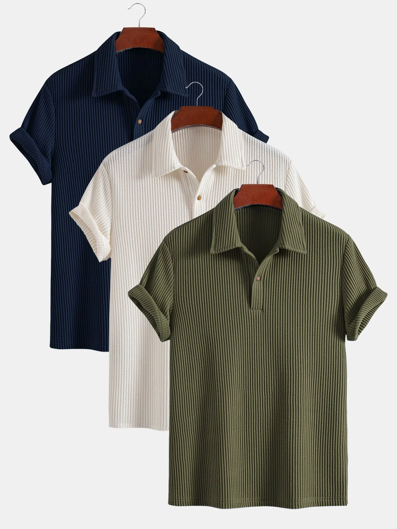 Sean | 3 Pieces Short Sleeved Waffle Polo