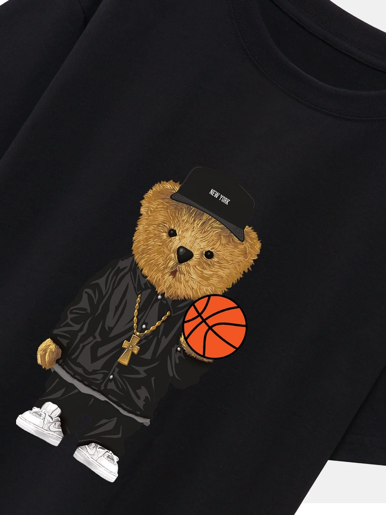 Sebastián® | Basketball Bear Print Drop Shoulder Oversize T-Shirt - Image 2