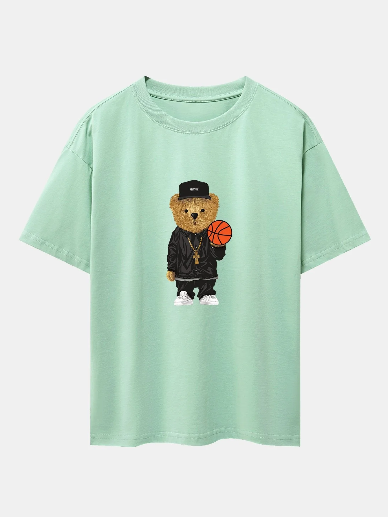 Sebastián® | Basketball Bear Print Drop Shoulder Oversize T-Shirt - Image 8