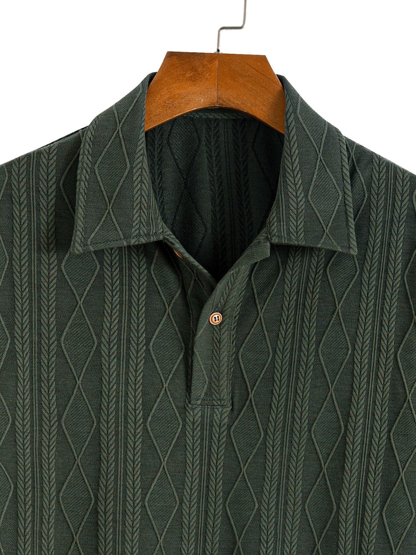 Sebastian | Knitted Geometric Rhombus Jacquard Polo - Image 11