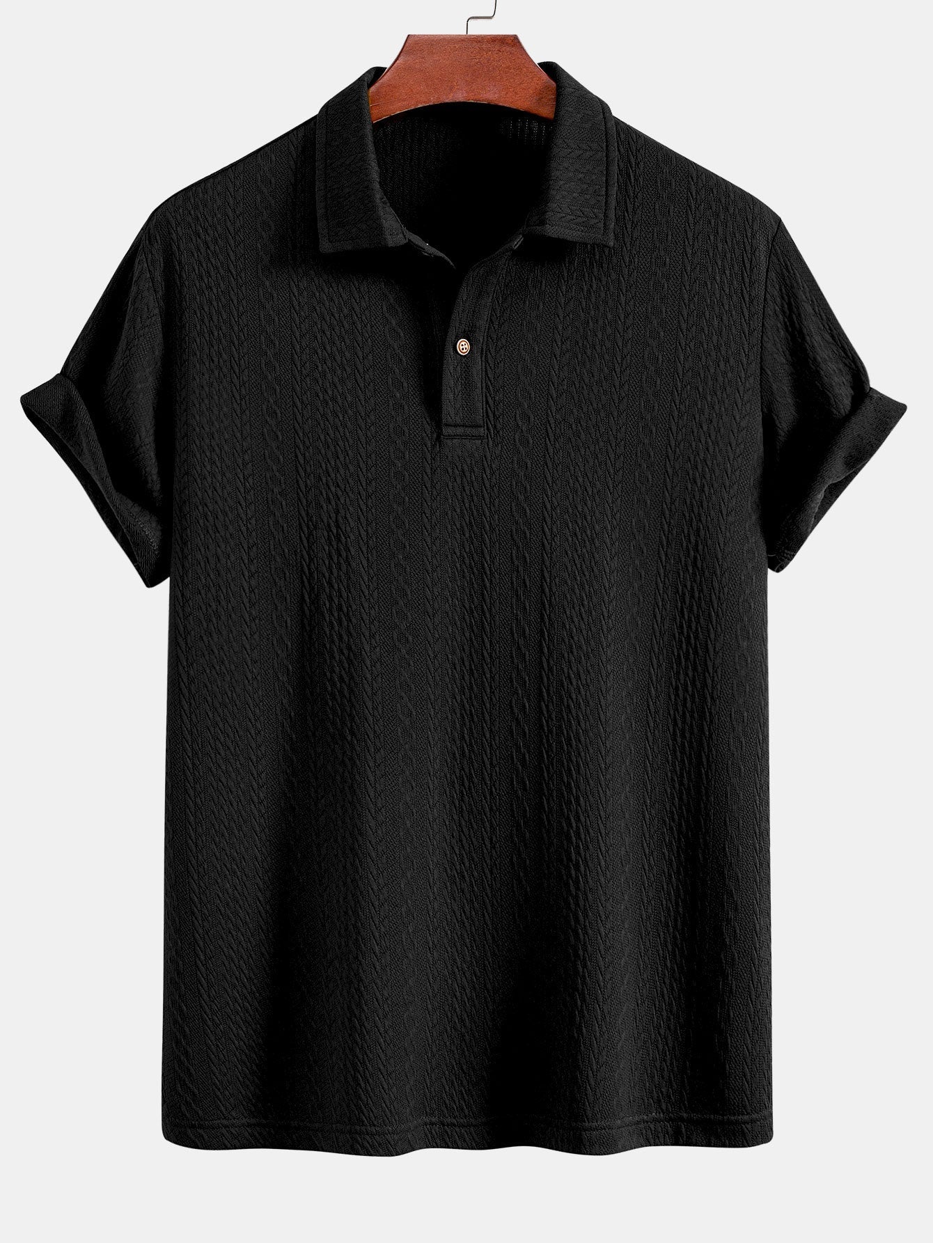 Sebastian | Textured Jacquard Knit Polo Shirt - Image 5