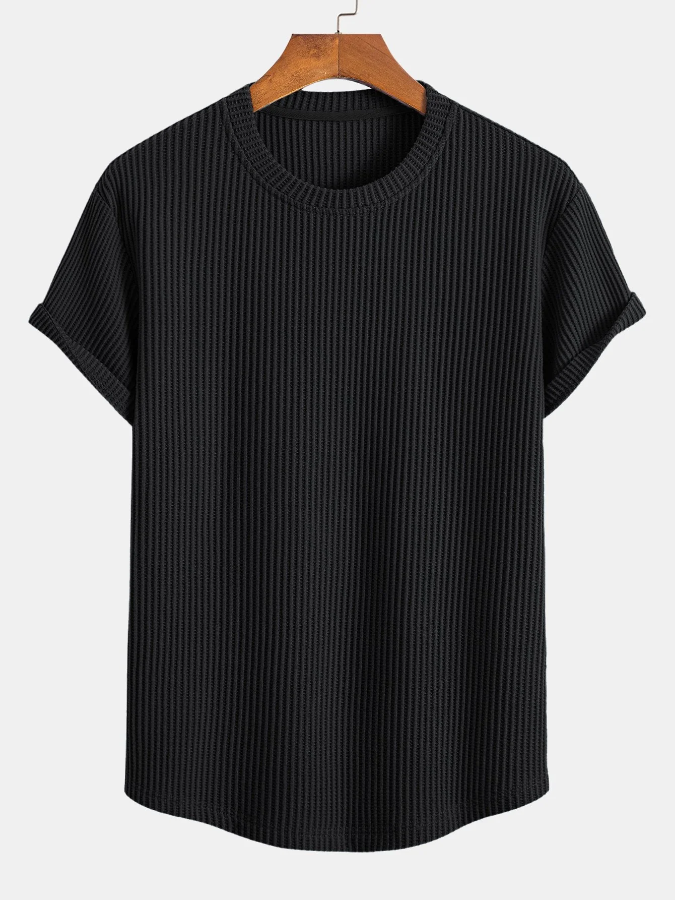 Secundino® | Knitted Waffle Arc Hem T-Shirt - Image 5