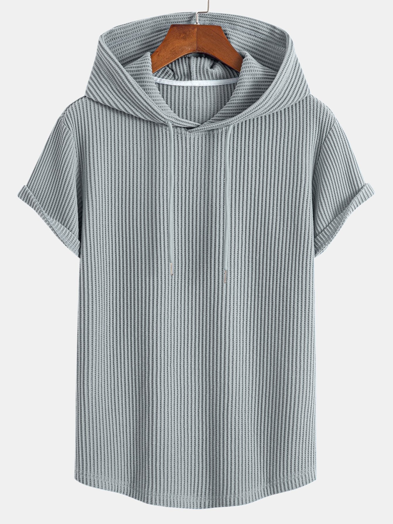 Serafín® | Knitted Waffle Arc Hem Hooded T-Shirt - Image 9