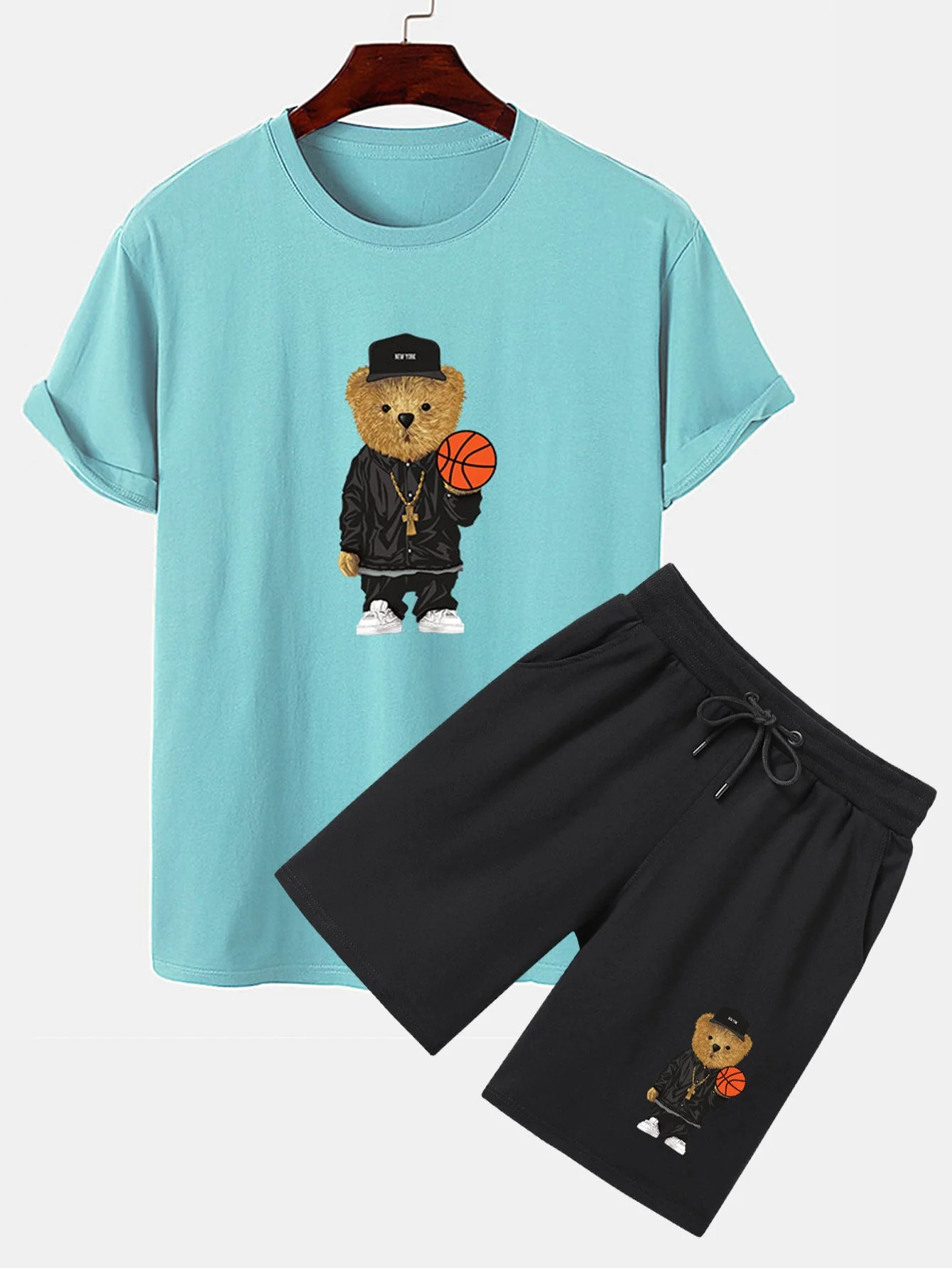 Sergio® | Basketball Bear Print T-Shirt & Shorts - Image 3