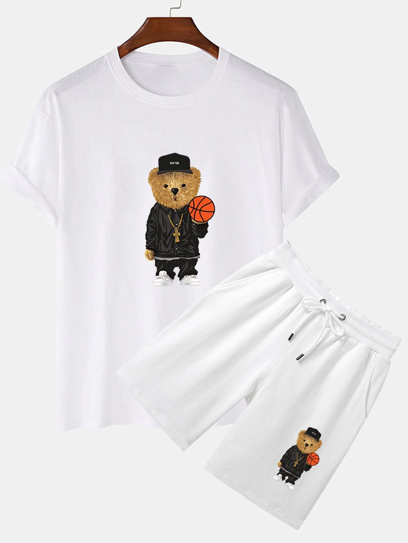 Sergio® | Basketball Bear Print T-Shirt & Shorts - Image 5