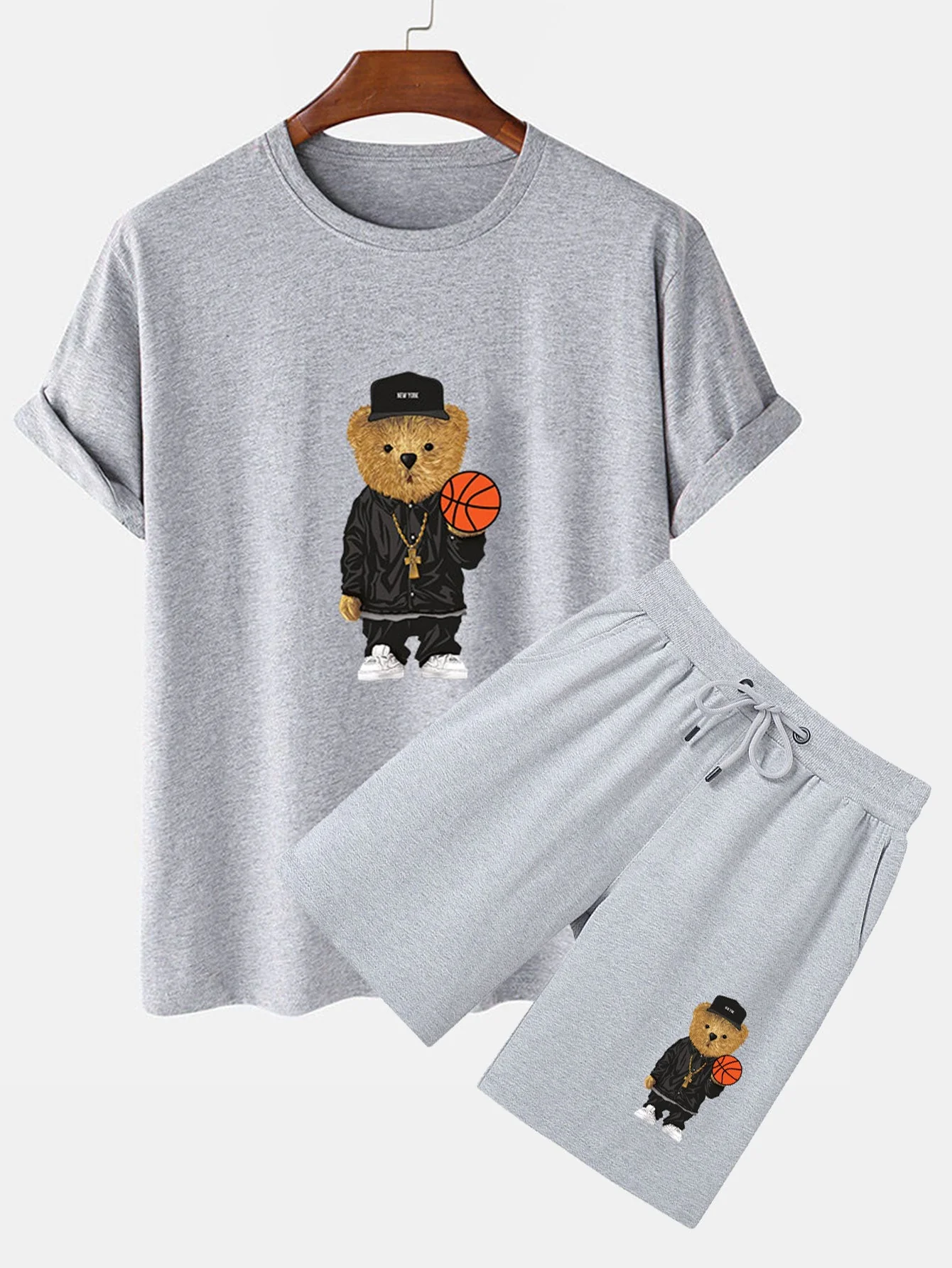 Sergio® | Basketball Bear Print T-Shirt & Shorts - Image 6