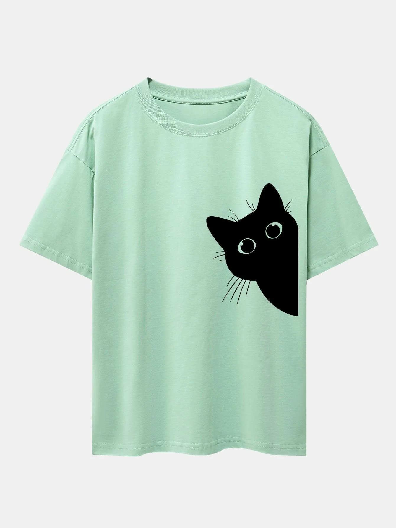 Severo® | Black Cat Print Drop Shoulder Oversize T-Shirt - Image 11