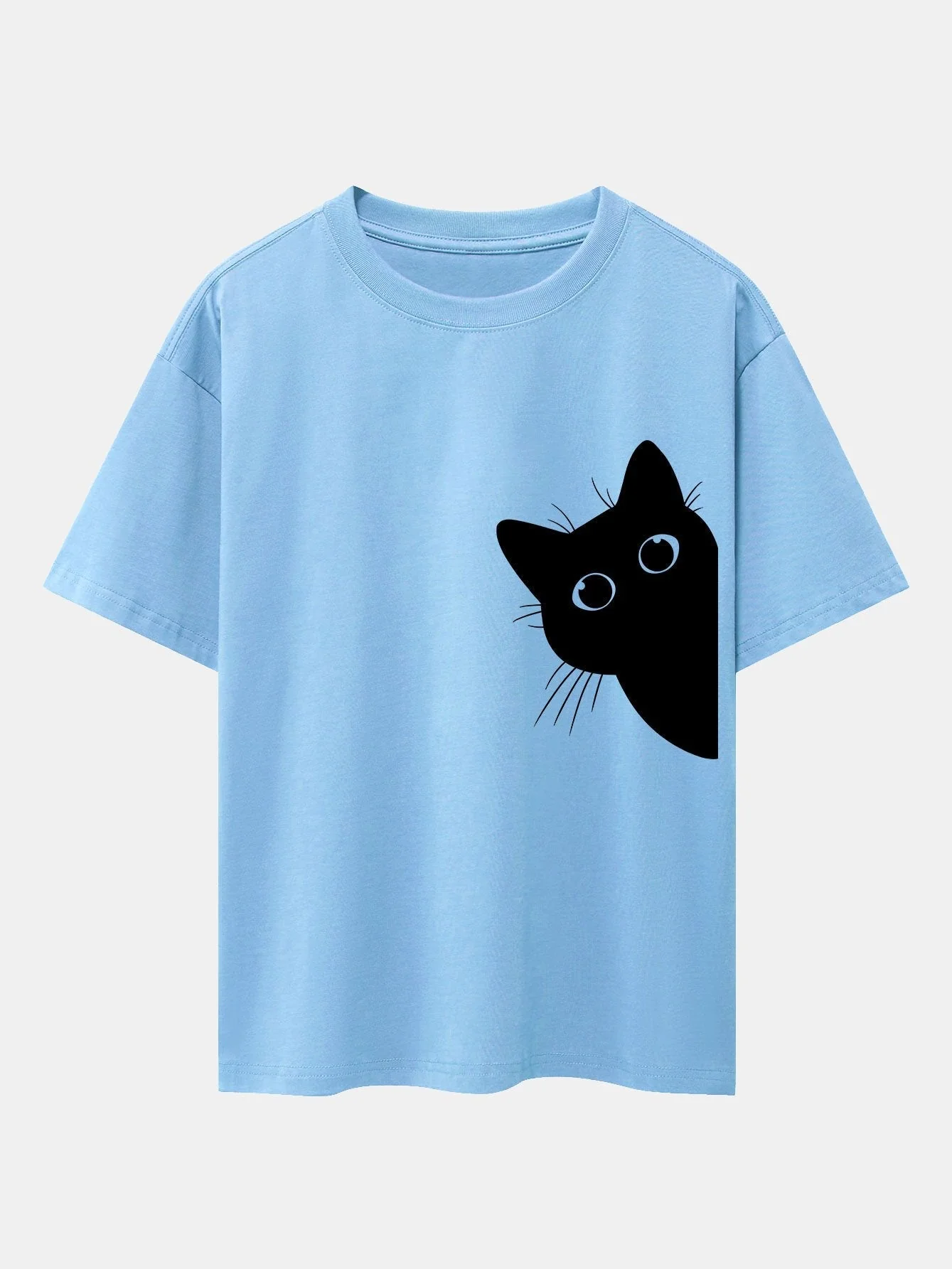 Severo® | Black Cat Print Drop Shoulder Oversize T-Shirt - Image 13