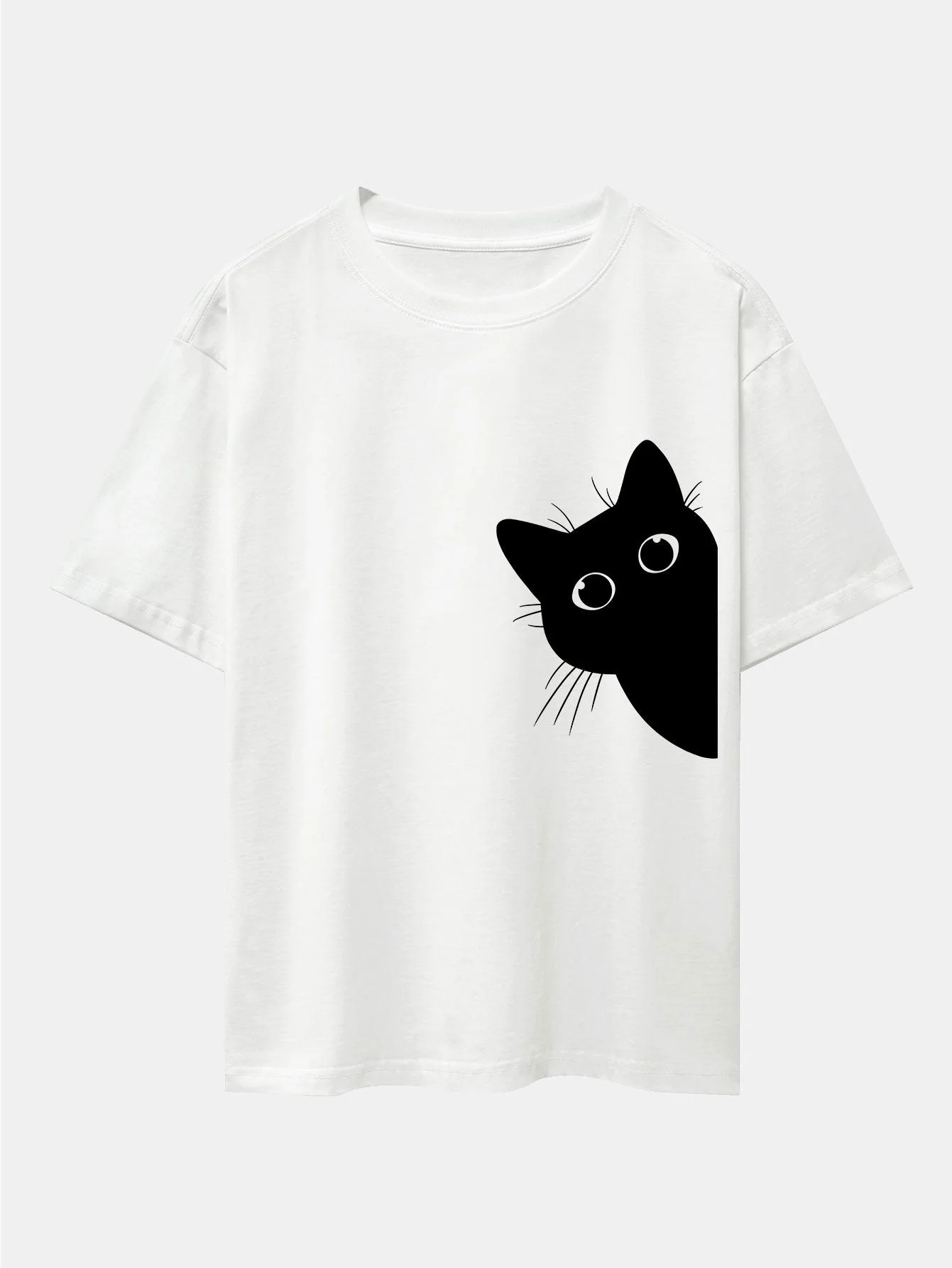 Severo® | Black Cat Print Drop Shoulder Oversize T-Shirt - Image 2