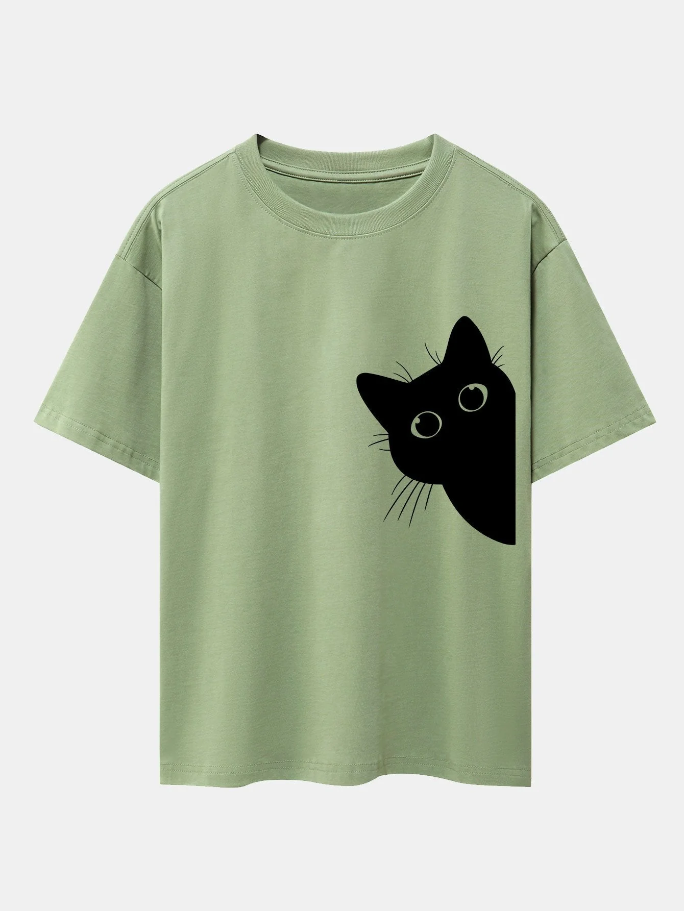 Severo® | Black Cat Print Drop Shoulder Oversize T-Shirt - Image 7